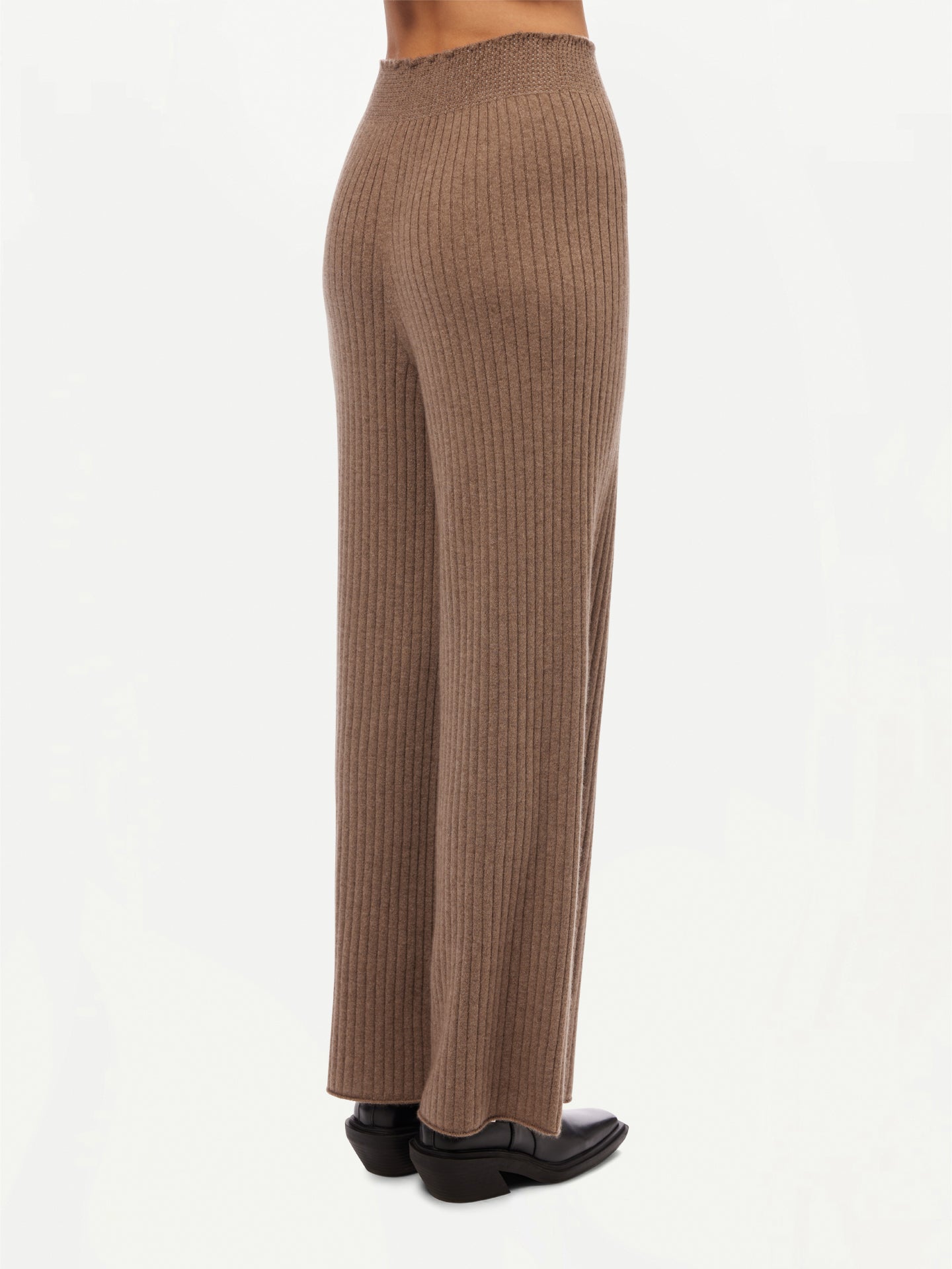 Women's Organic Colour Wide-Leg Cashmere Pants Taupe - Gobi Cashmere