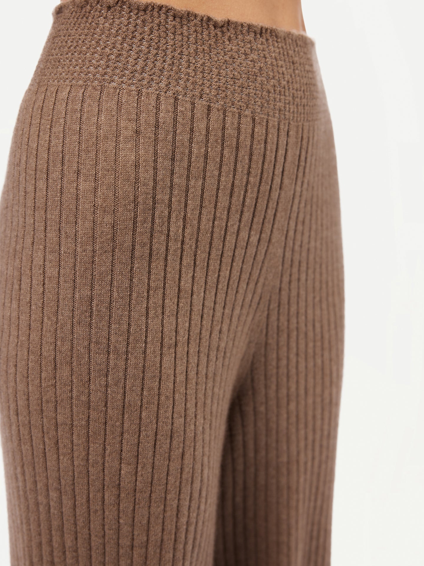 Women's Organic Colour Wide-Leg Cashmere Pants Taupe - Gobi Cashmere