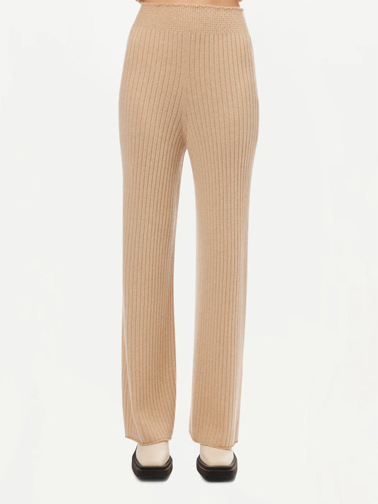 Women's Organic Colour Wide-Leg Cashmere Pants Beige - Gobi Cashmere