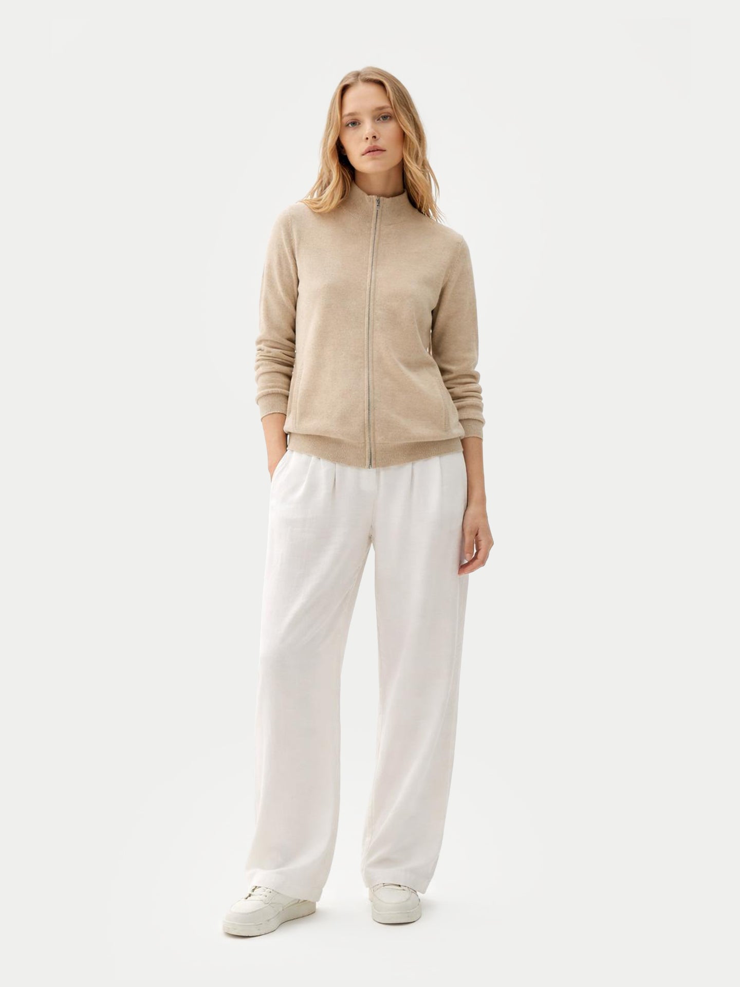 Cardigan Full-Zip In Cashmere Di Colore Organico