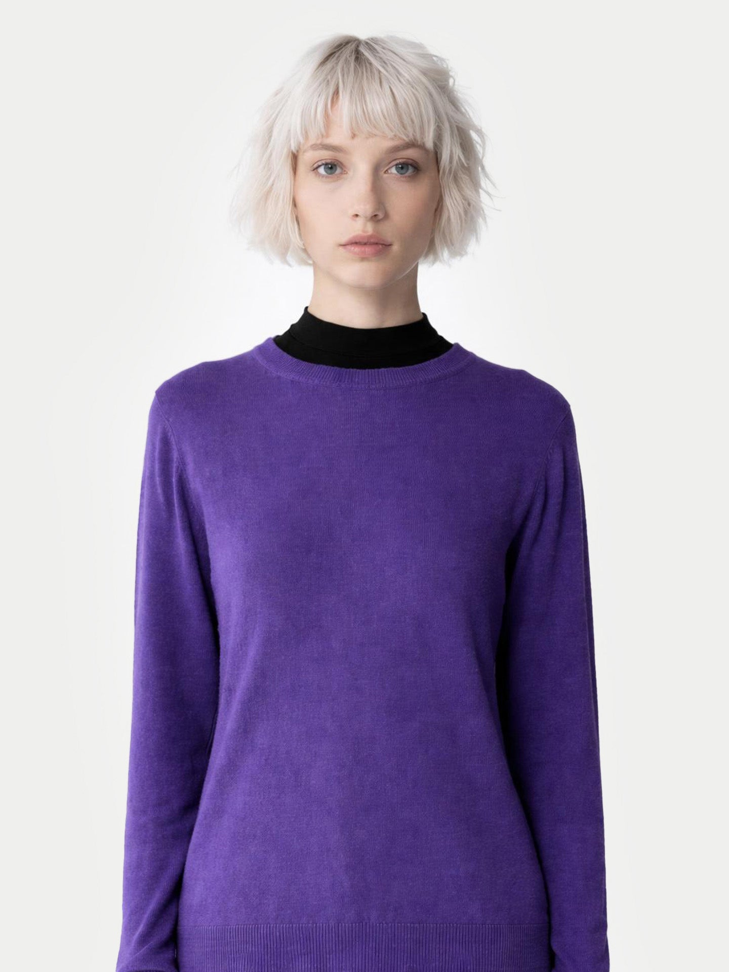 Essential Cashmere Crewneck Sweater Grape Jam - Gobi Cashmere