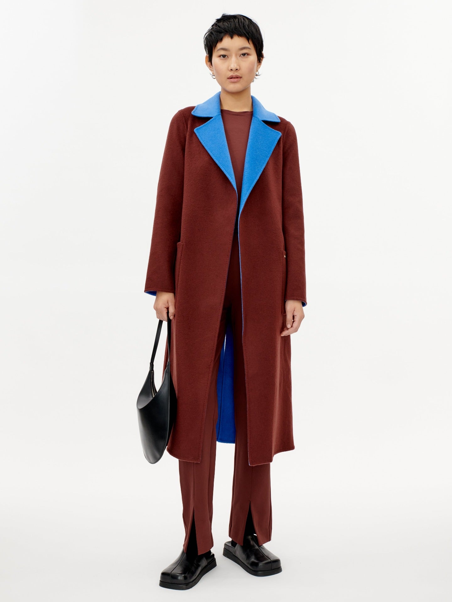 Women's Cashmere Reversible Long Coat Brown - Gobi Cashmere