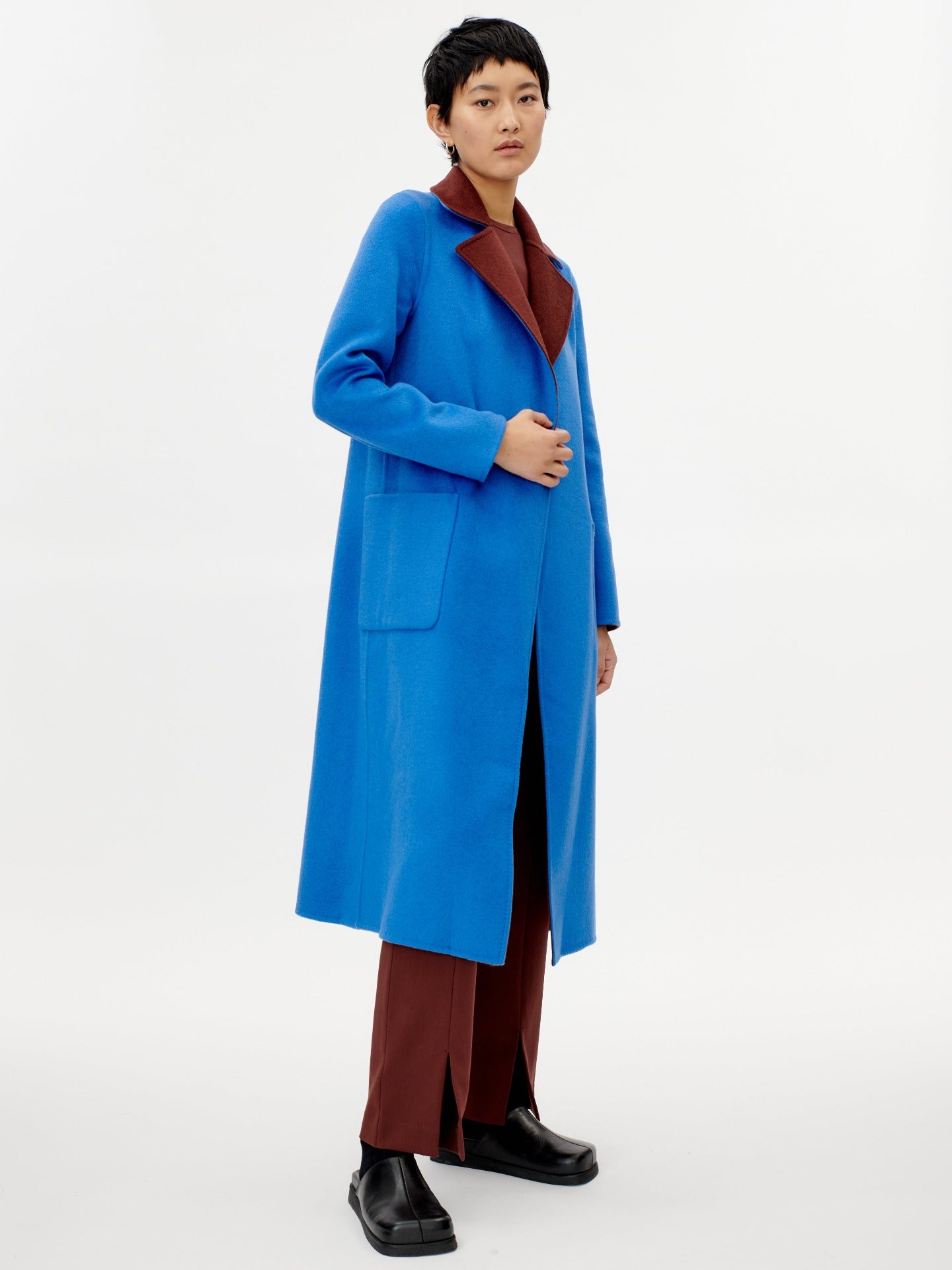 Women's Cashmere Reversible Long Coat Brown - Gobi Cashmere