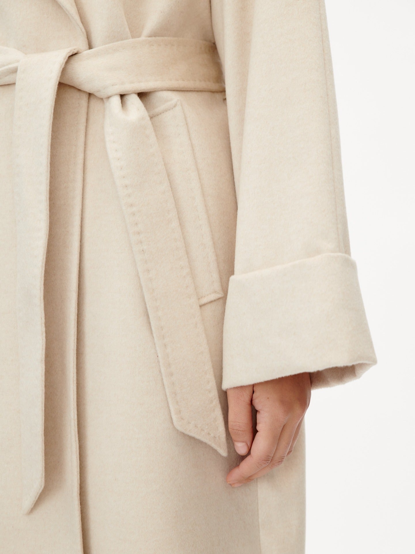 Women's Cashmere Notch Lapel Coat Beige - Gobi Cashmere