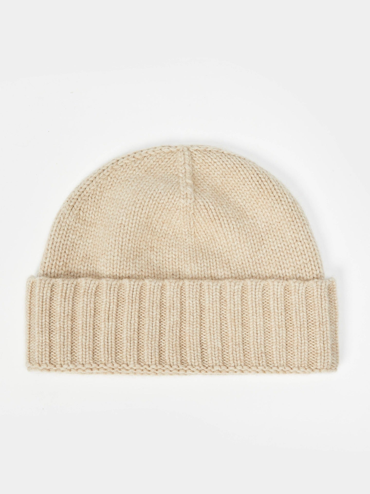 Women's Cashmere Rib Knit Hat Beige - Gobi Cashmere