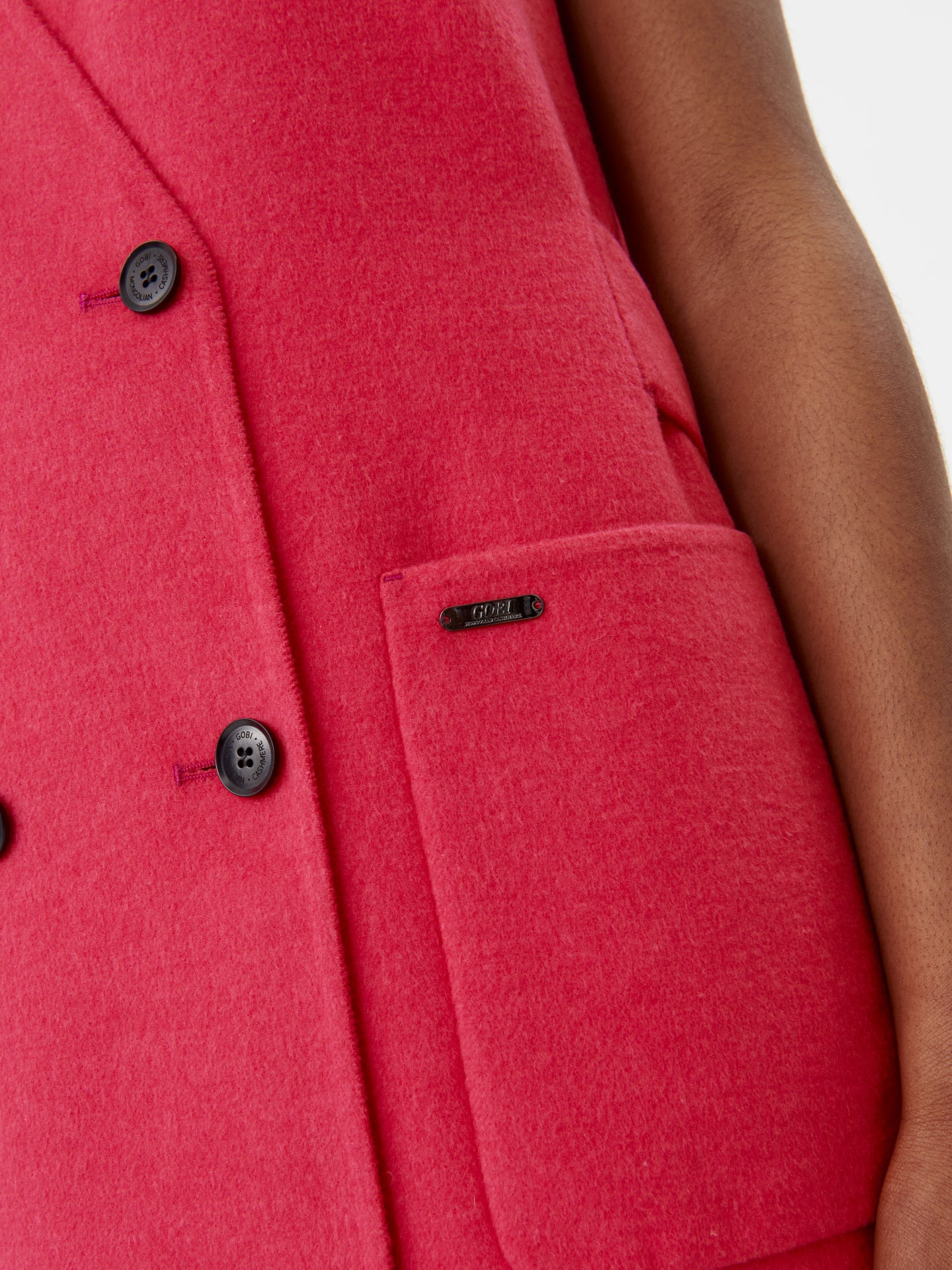 Women's Cashmere Double Breasted Vest Bright Rose - Gobi Cashmere