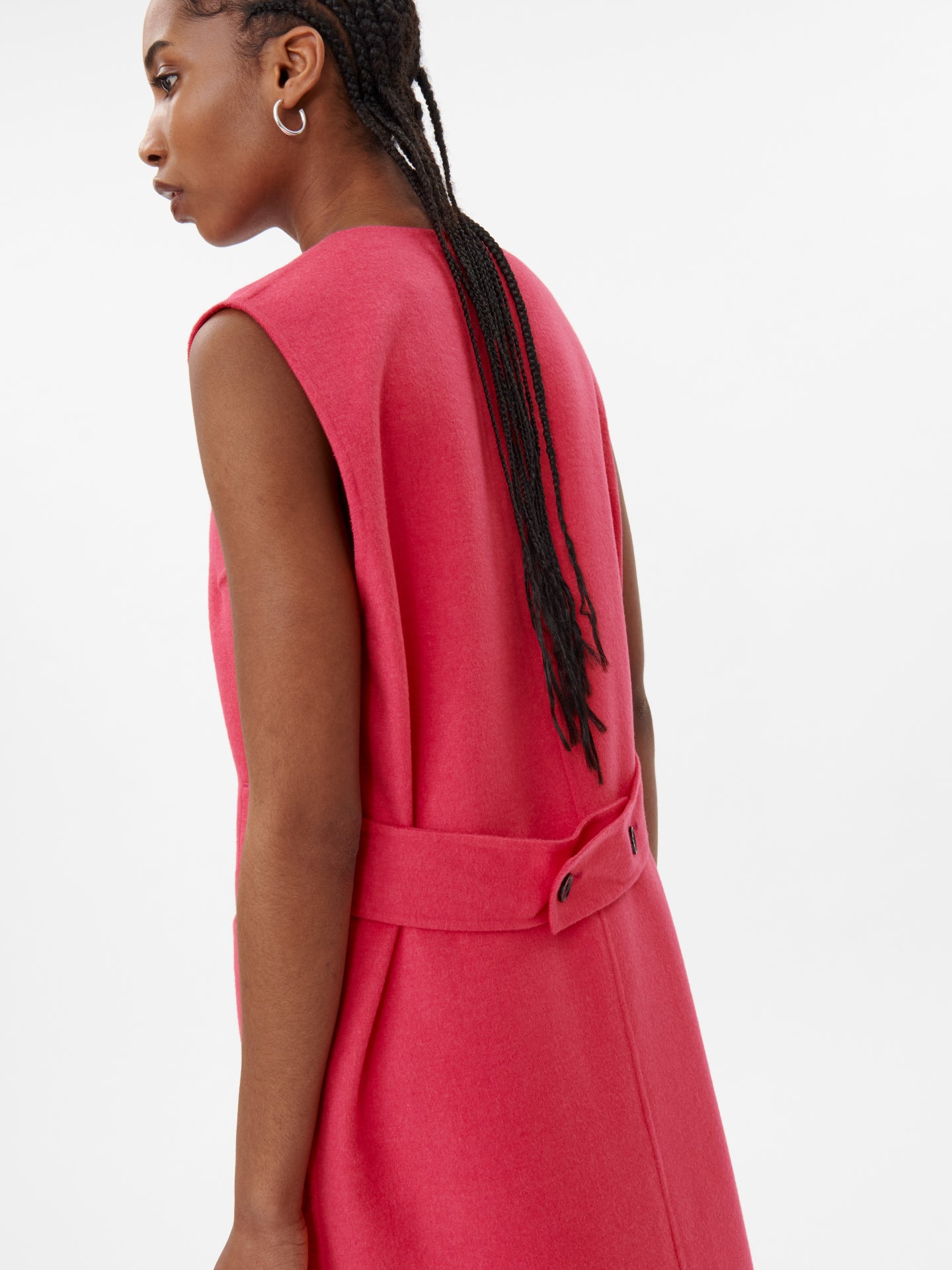 Women's Cashmere Double Breasted Vest Bright Rose - Gobi Cashmere