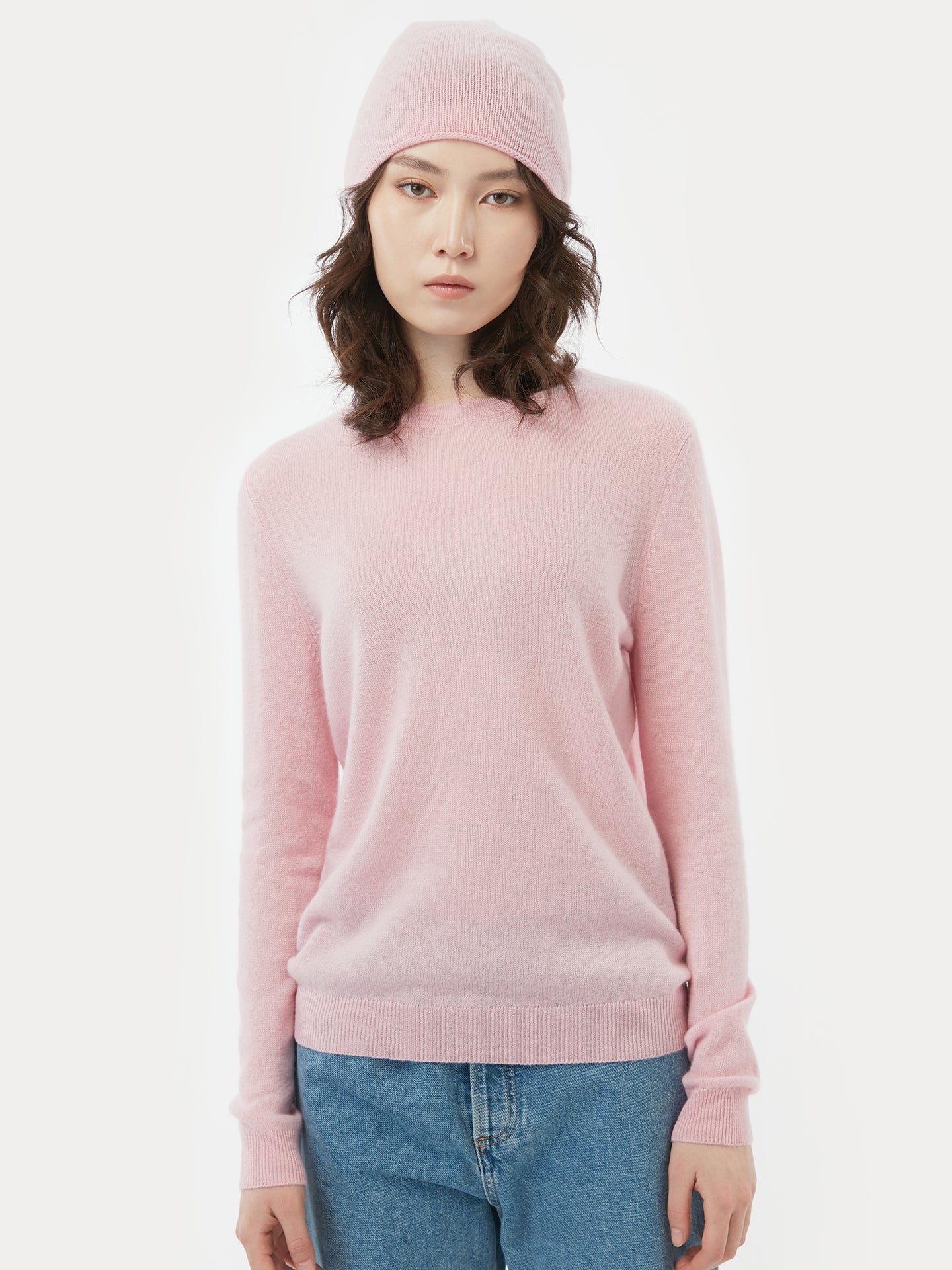 Women's Cashmere €99 Hat & Sweater Set Almond Blossom - Gobi Cashmere