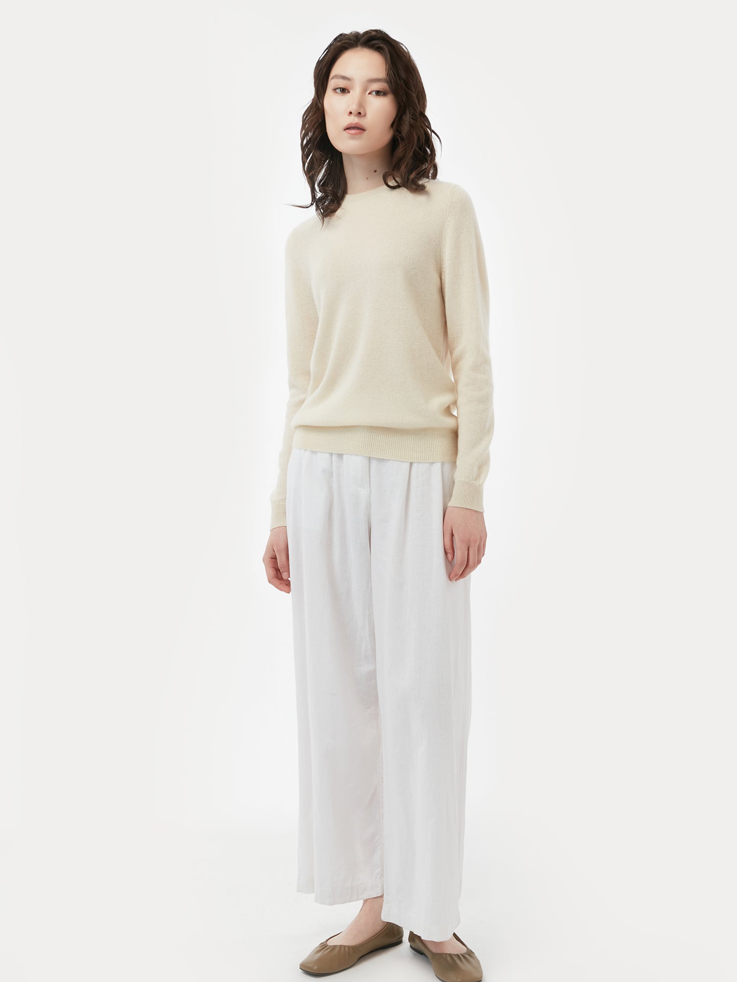 Women's Cashmere €99 Hat & Sweater Set Off White- Gobi Cashmere