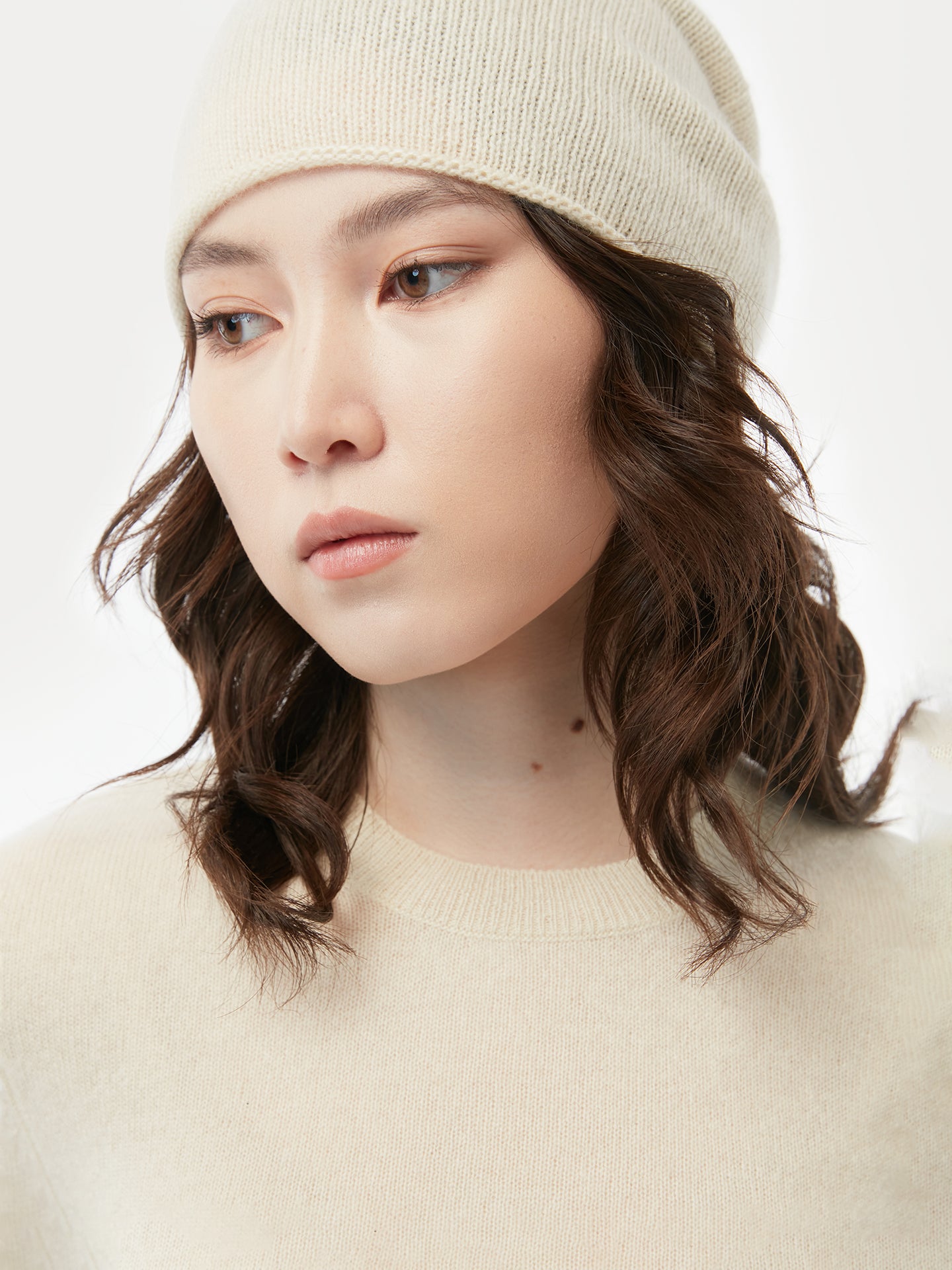 Women's Cashmere €99 Hat & Sweater Set Off White- Gobi Cashmere