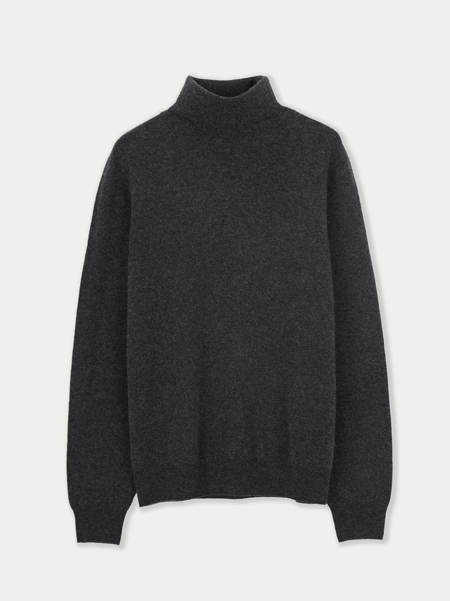 Men's Cashmere Basic Turtle Neck Sweater Charcoal- Gobi Cashmere