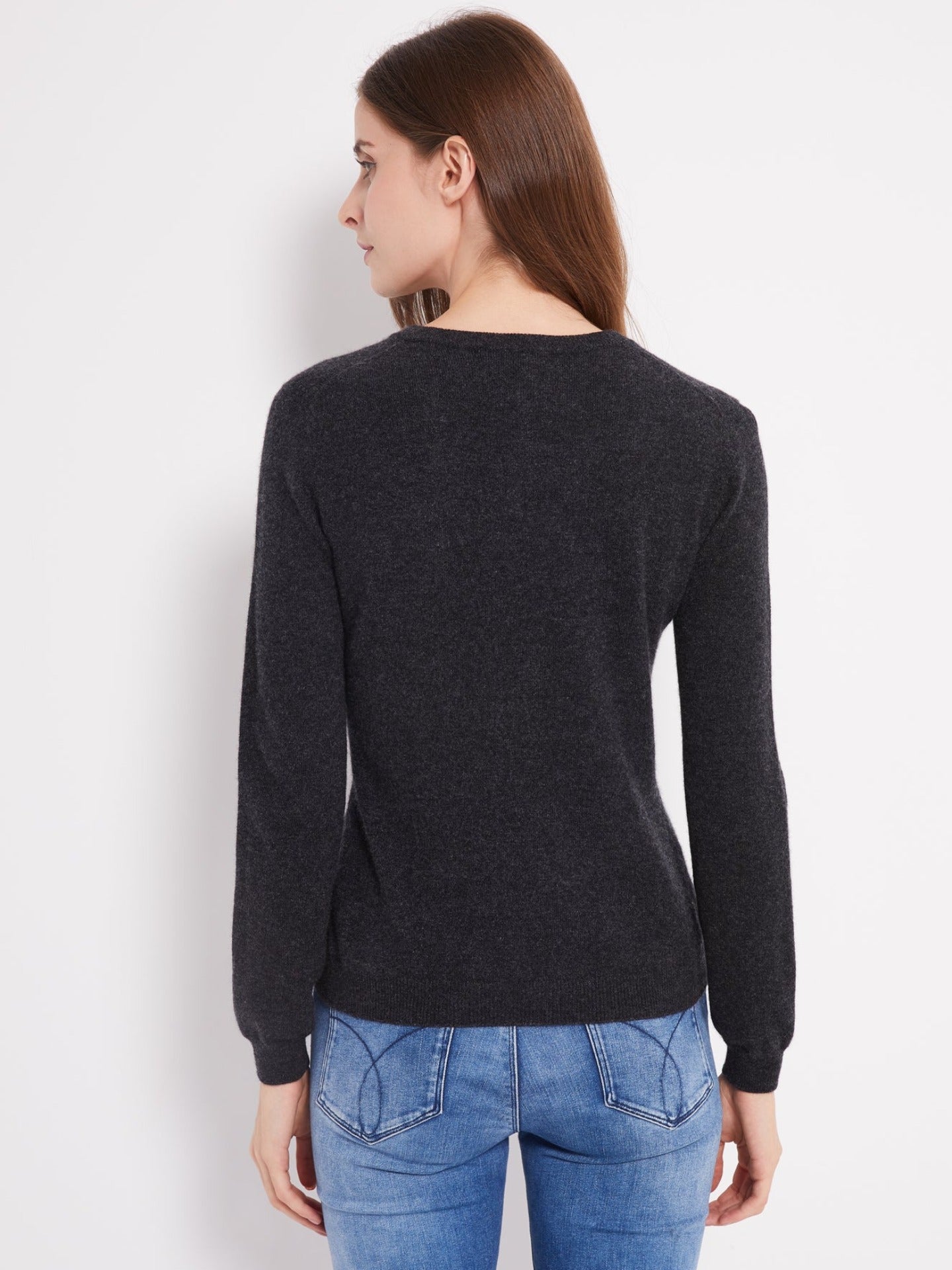 Women's Cashmere V-Neck Cardigan Charcoal - Gobi Cashmere