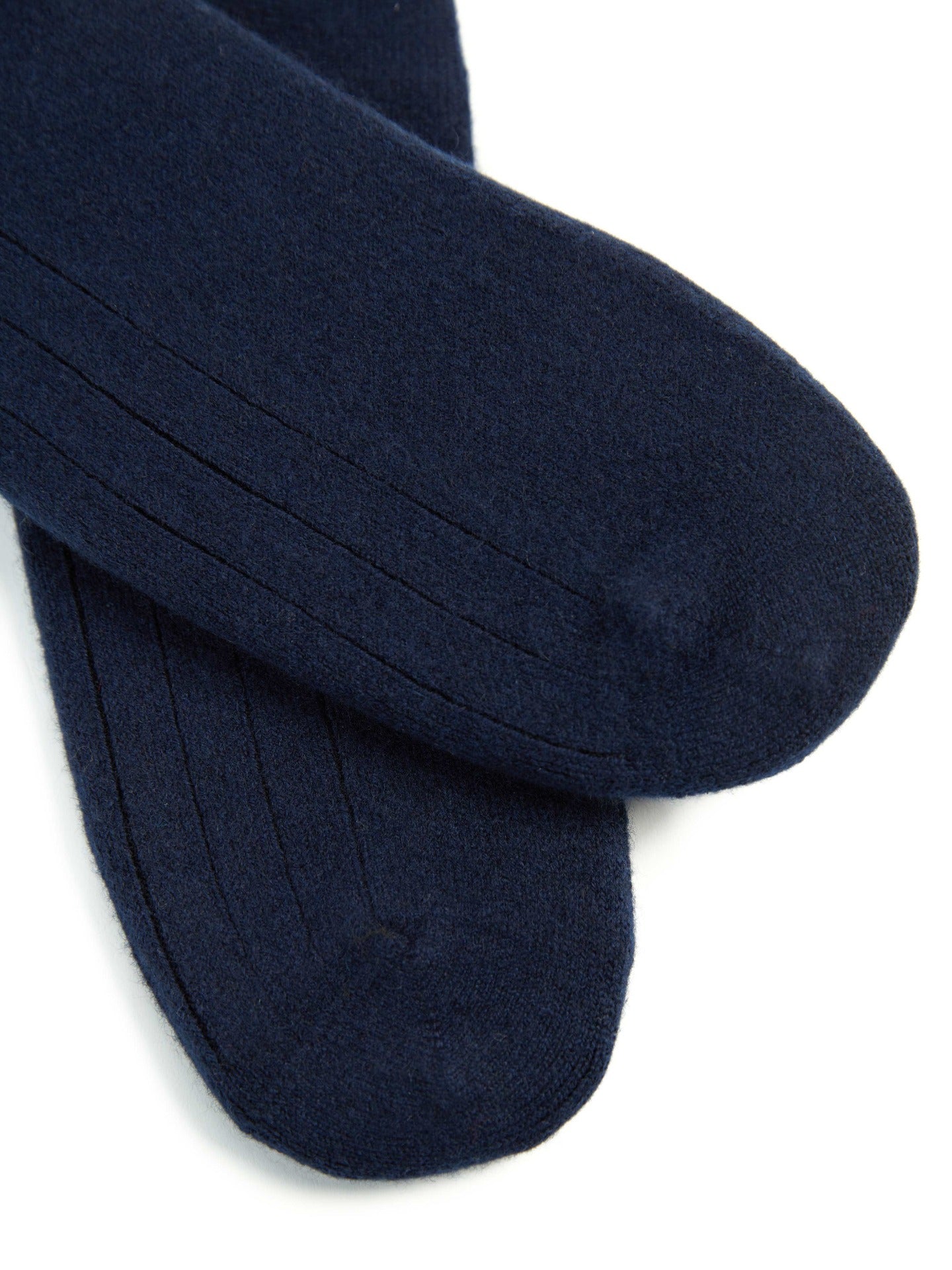 Unisex Cashmere Trim Knit Bed Socks Navy - Gobi Cashmere