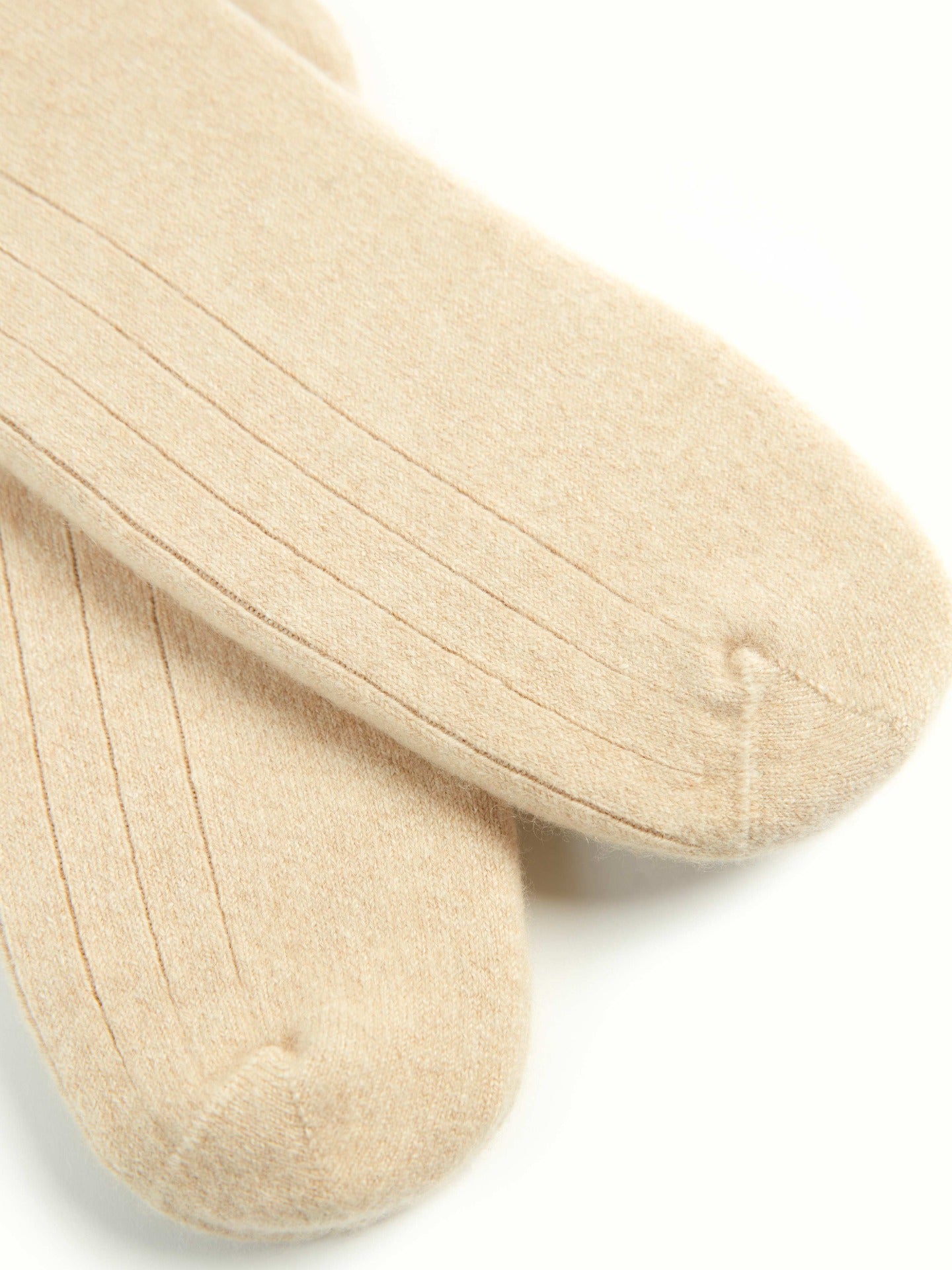 Organic Colour Unisex Cashmere Trim Knit Bed Socks Beige - Gobi Cashmere