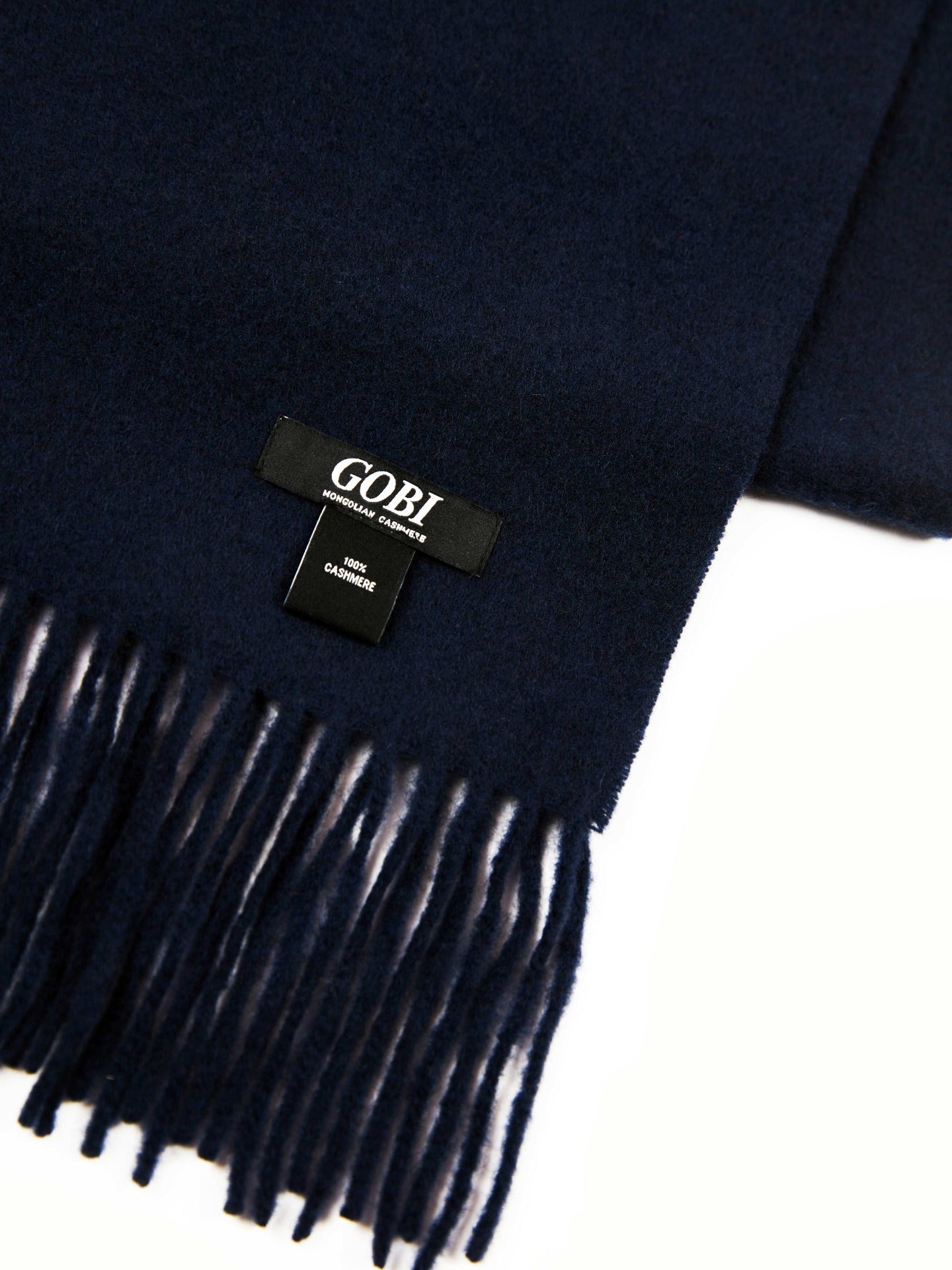 Unisex Cashmere Fringed Scarf Midnight - Gobi Cashmere