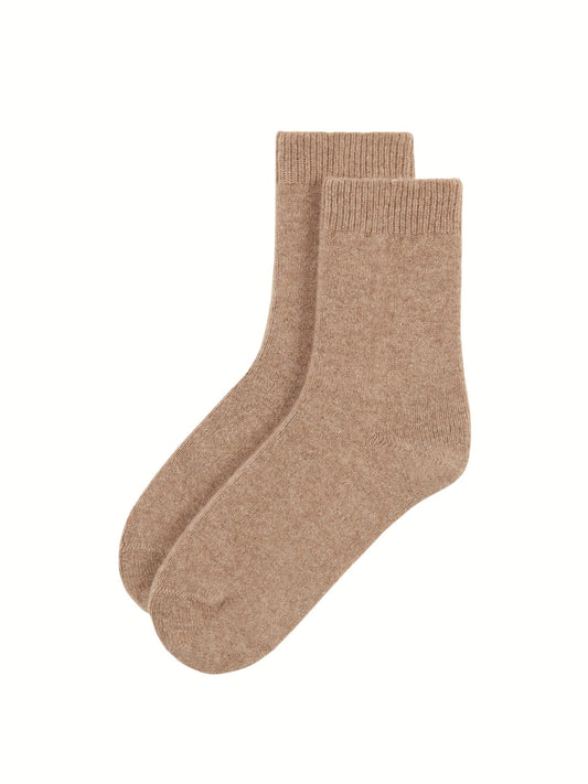 Organic Colour Unisex Rib Knit Bed Socks Taupe - Gobi Cashmere