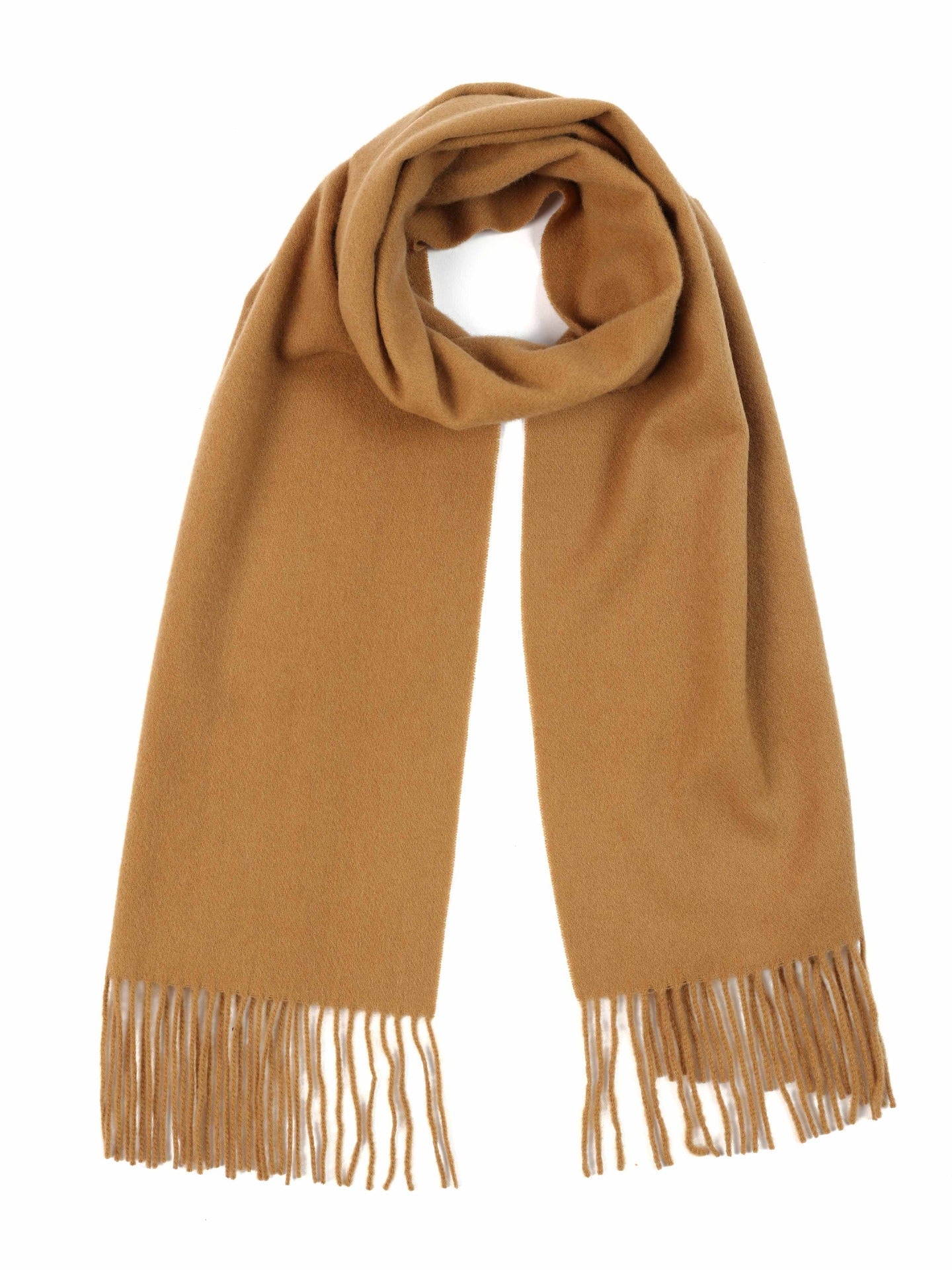 Unisex Cashmere Fringed Scarf Almond - Gobi Cashmere