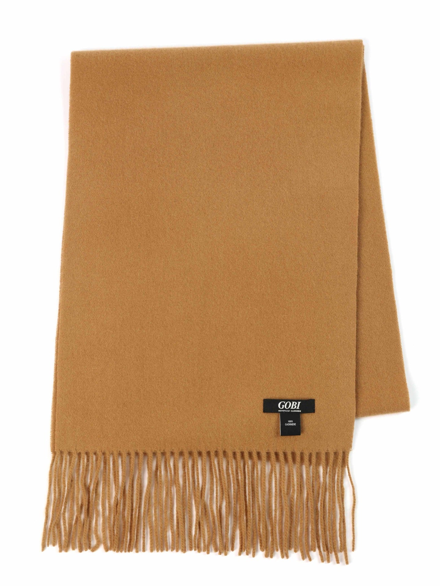 Unisex Cashmere Fringed Scarf Almond - Gobi Cashmere