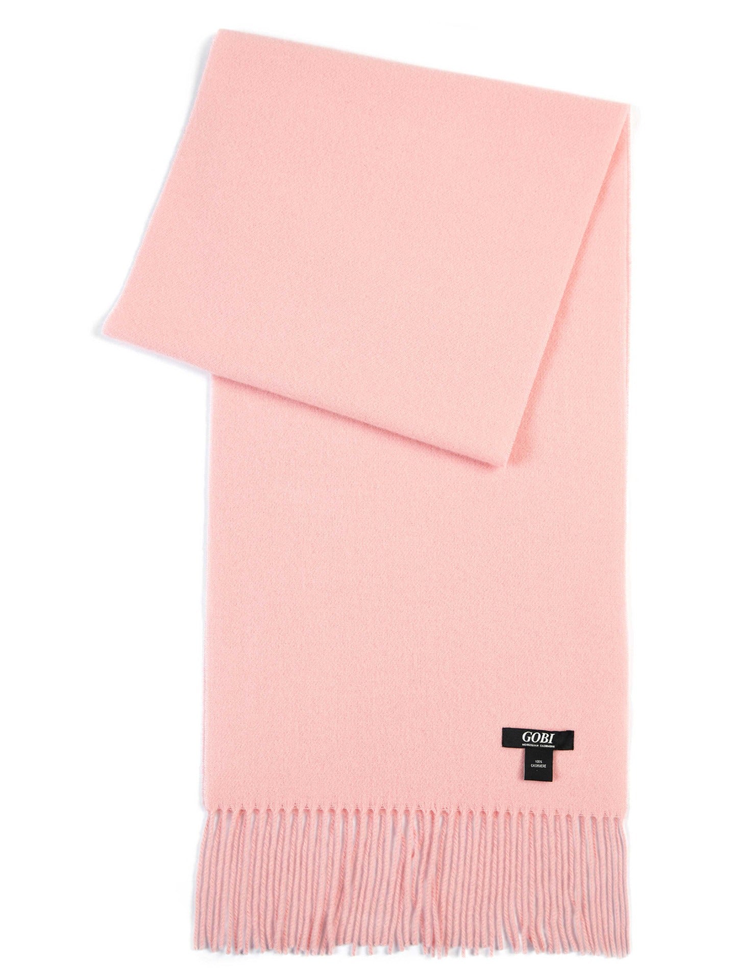 Unisex Cashmere Fringed Scarf Powder Pink - Gobi Cashmere
