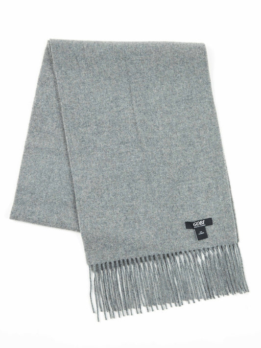 Unisex Cashmere Fringed Scarf Gray - Gobi Cashmere