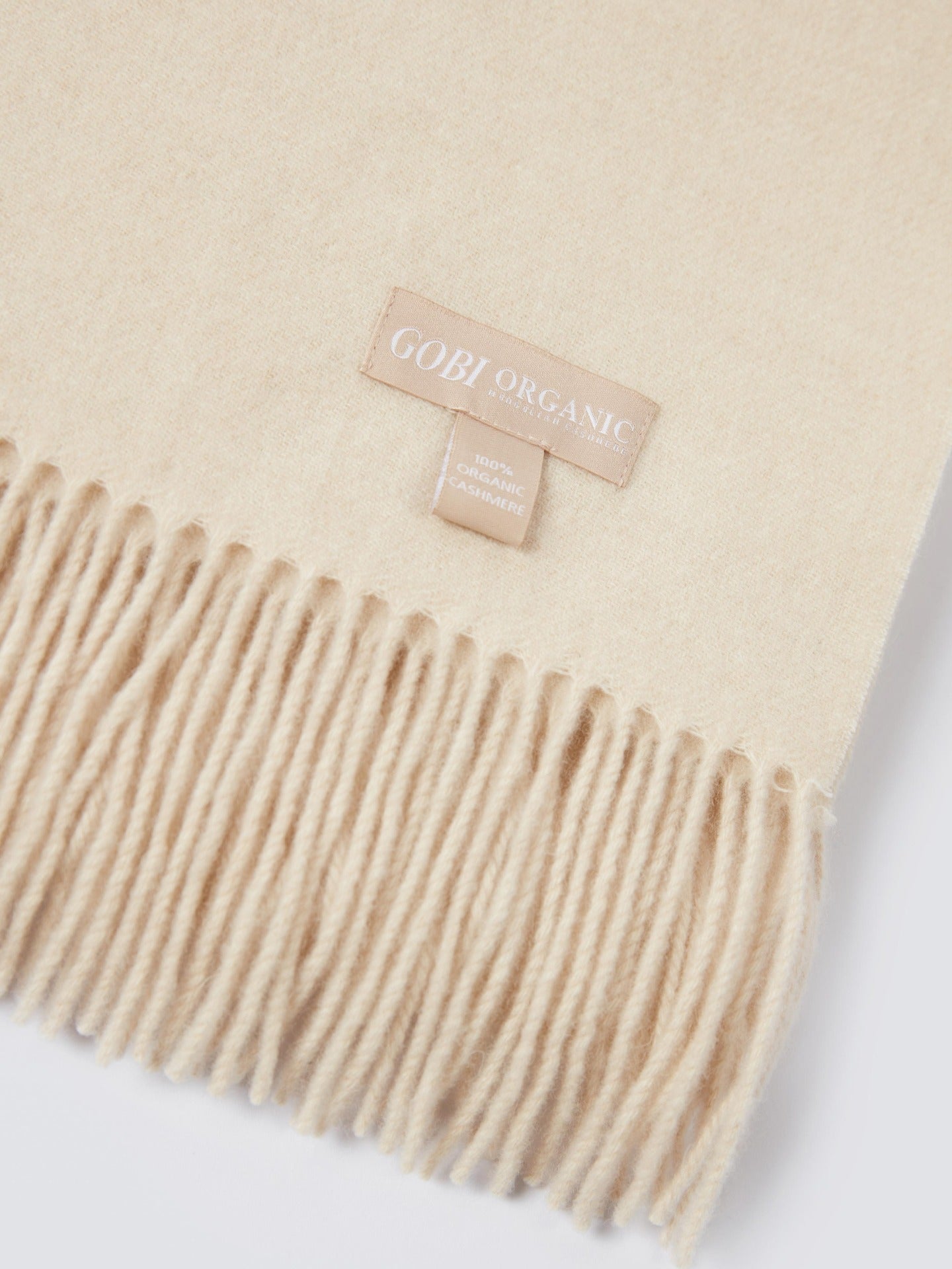 Women's Cashmere Woven Scarf Beige - Gobi Cashmere