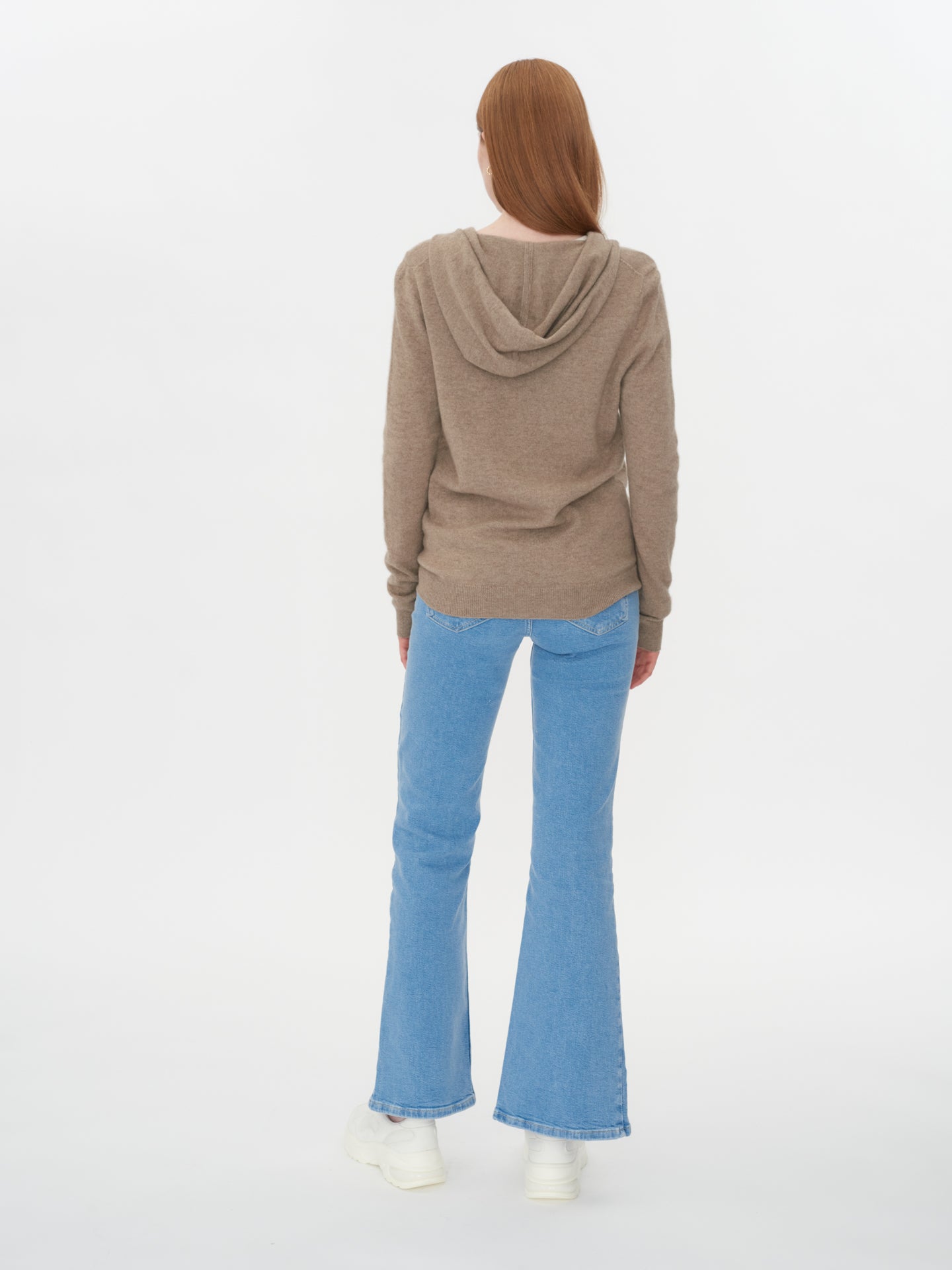 Women's Cashmere Full-Zip Hoodie Taupe - Gobi Cashmere
