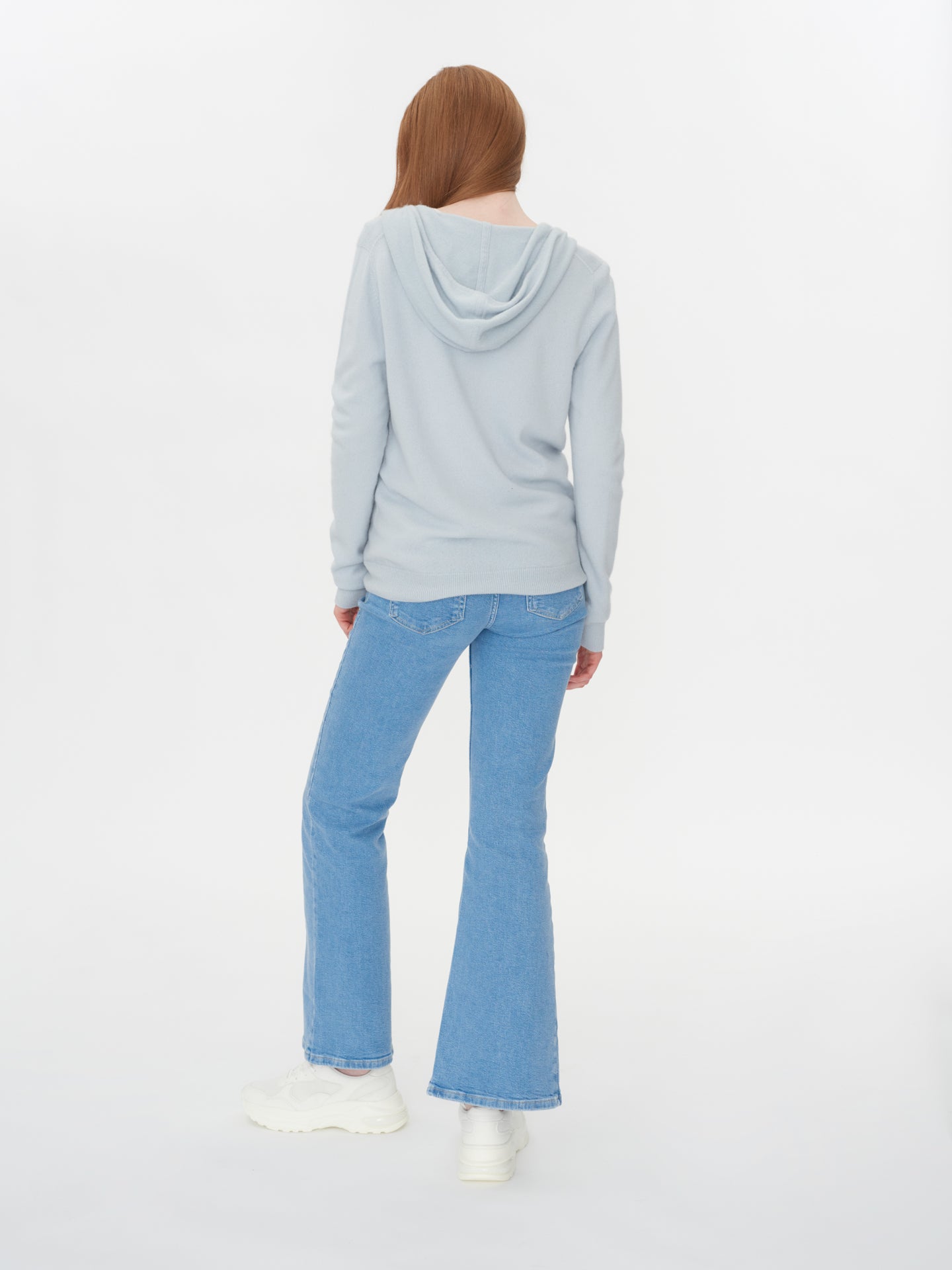 Women's Cashmere Full-Zip Hoodie Starlight Blue - Gobi Cashmere