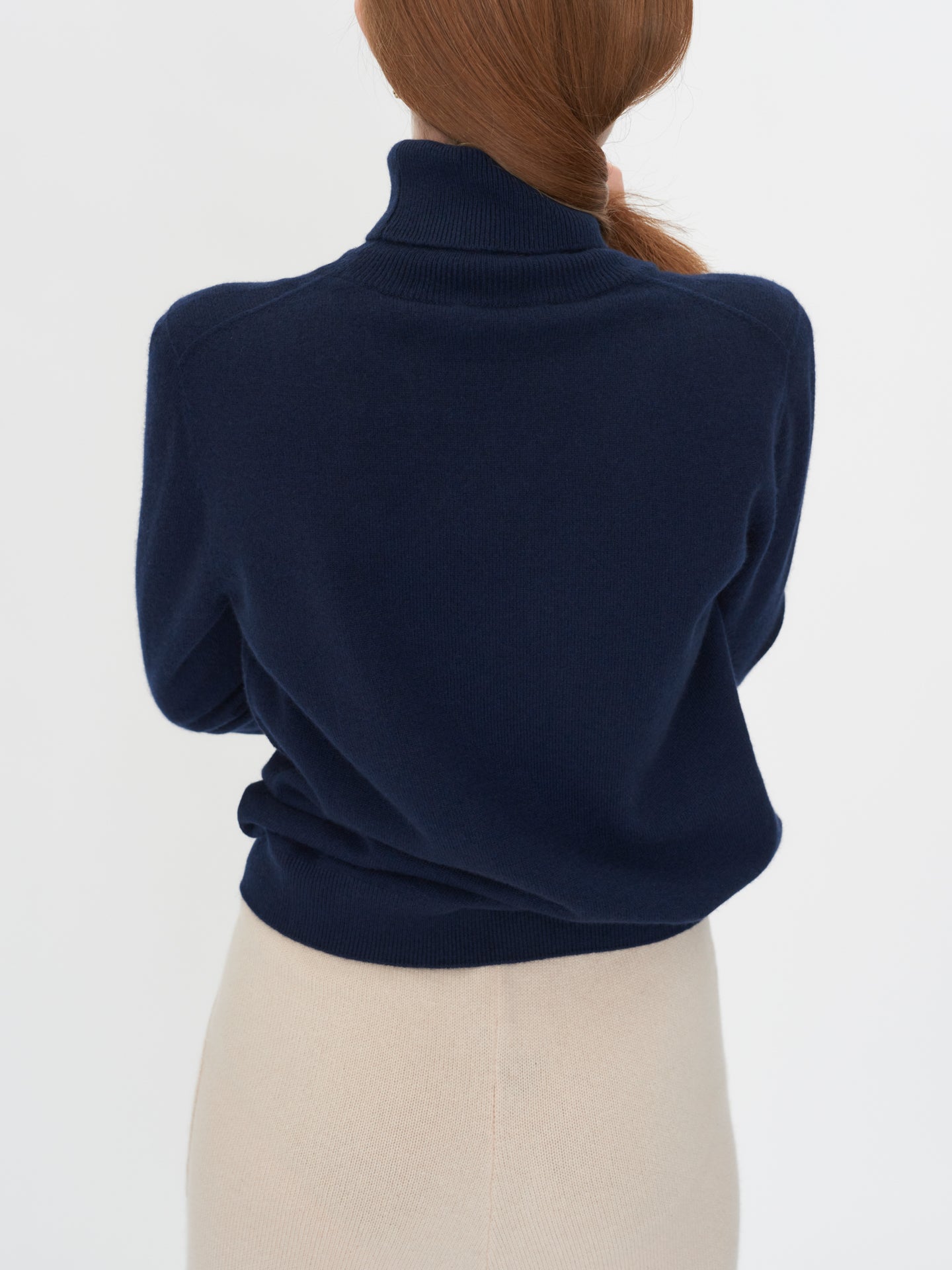 Women's Cashmere Basic Turtle Neck Sweater Navy - Gobi Cashmere