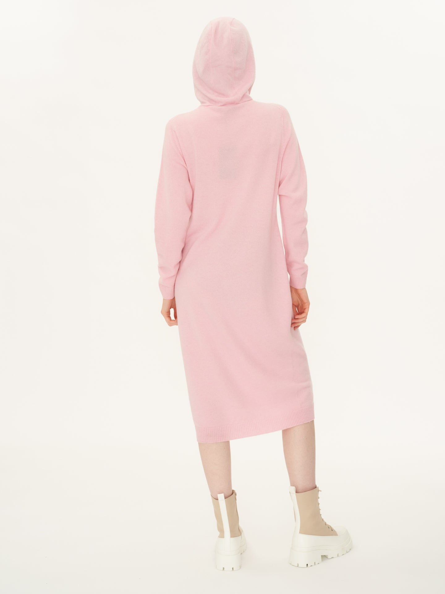 Women's Cashmere Hooded Midi Dress Almond Blossom - Gobi Cashmere