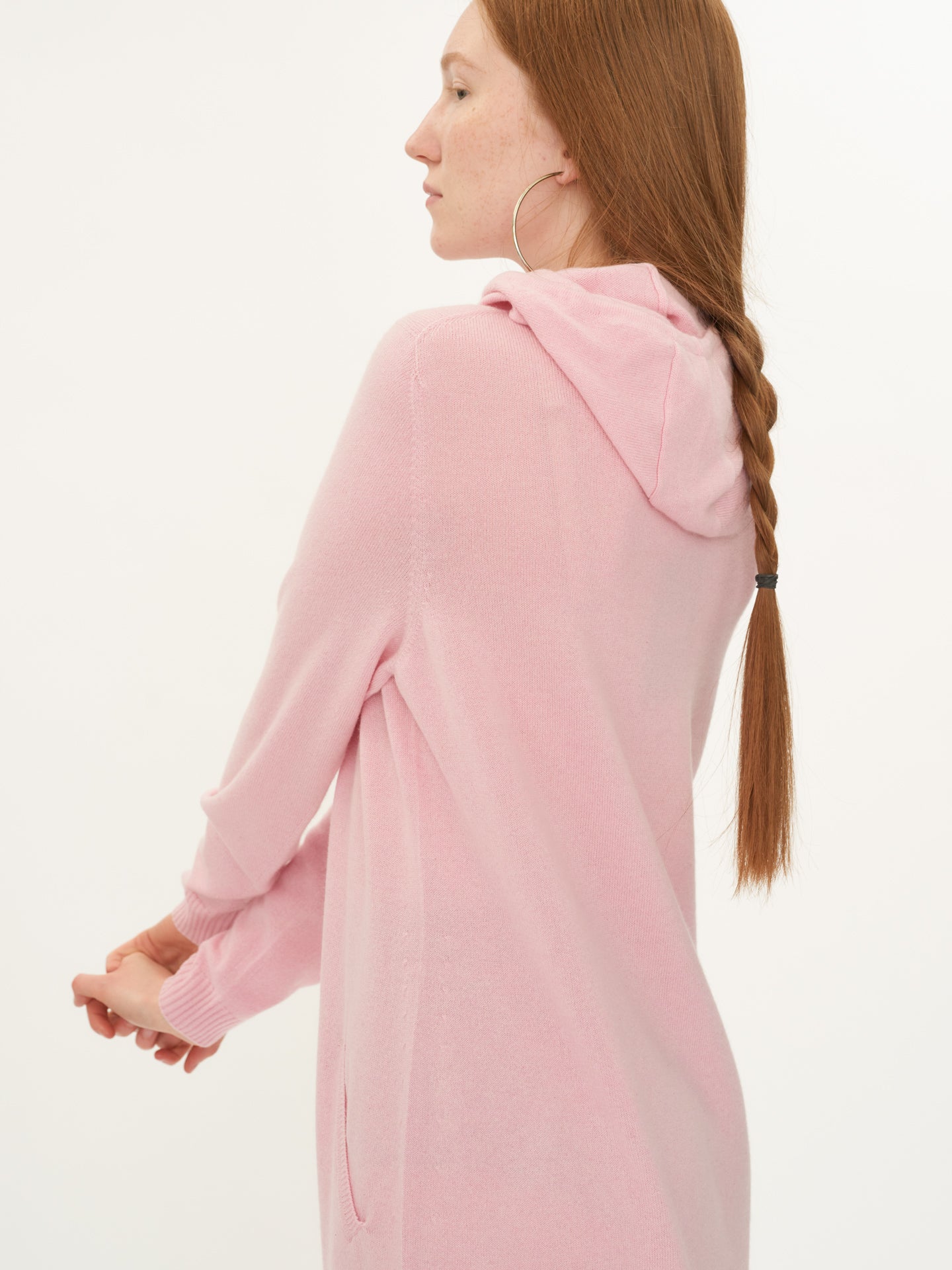 Women's Cashmere Hooded Midi Dress Almond Blossom - Gobi Cashmere