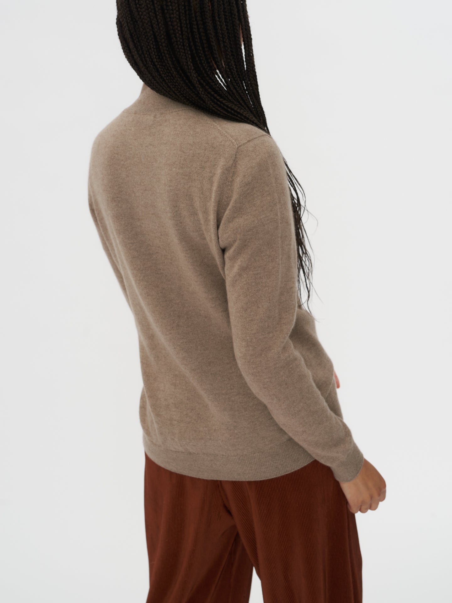 Women's Cashmere Stand-Up Collar Sweater Taupe - Gobi Cashmere