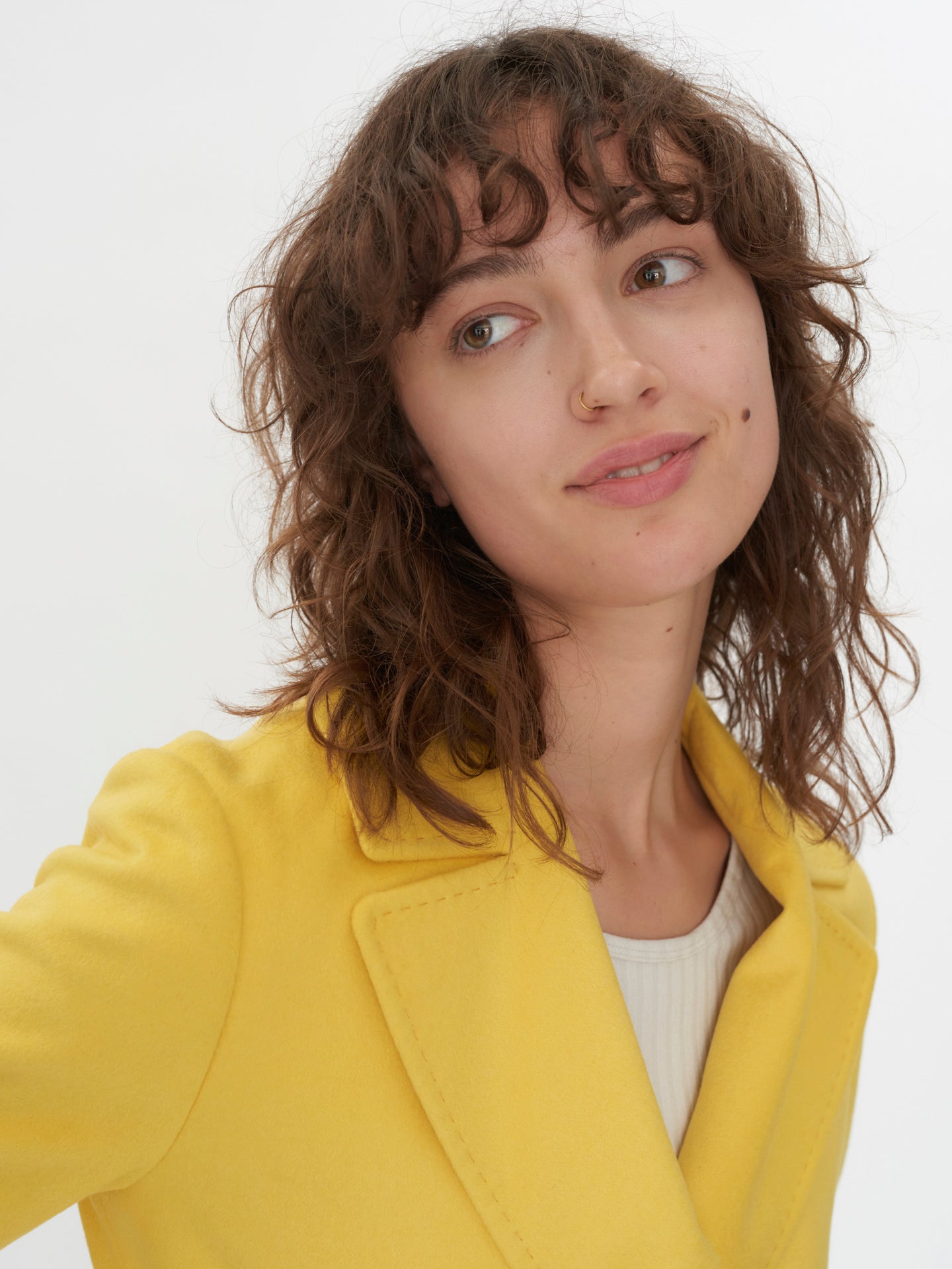 Women's Cashmere Belted Short Coat Yellow- Gobi Cashmere 