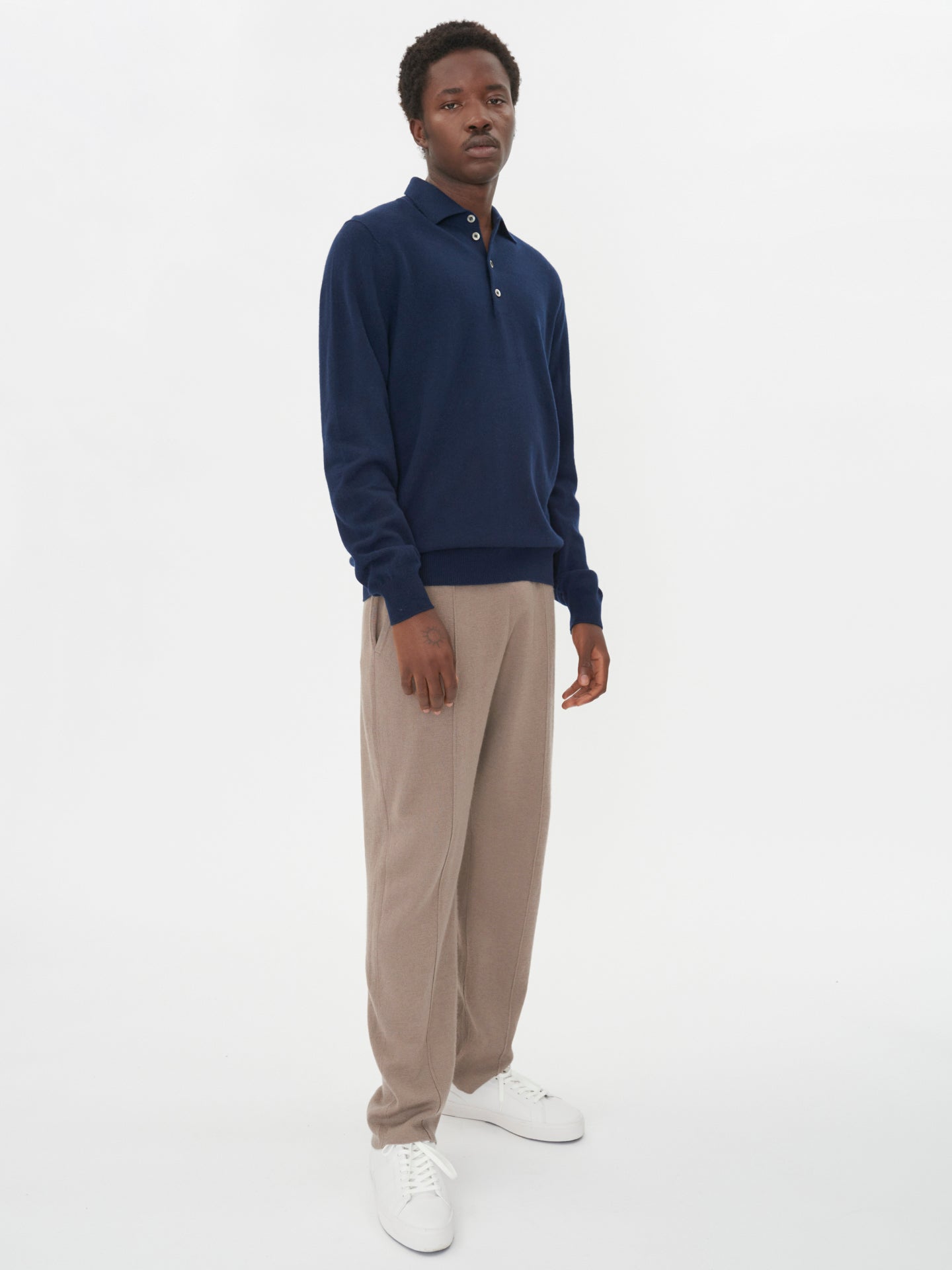 Men's Cashmere Polo Sweater Navy - Gobi Cashmere