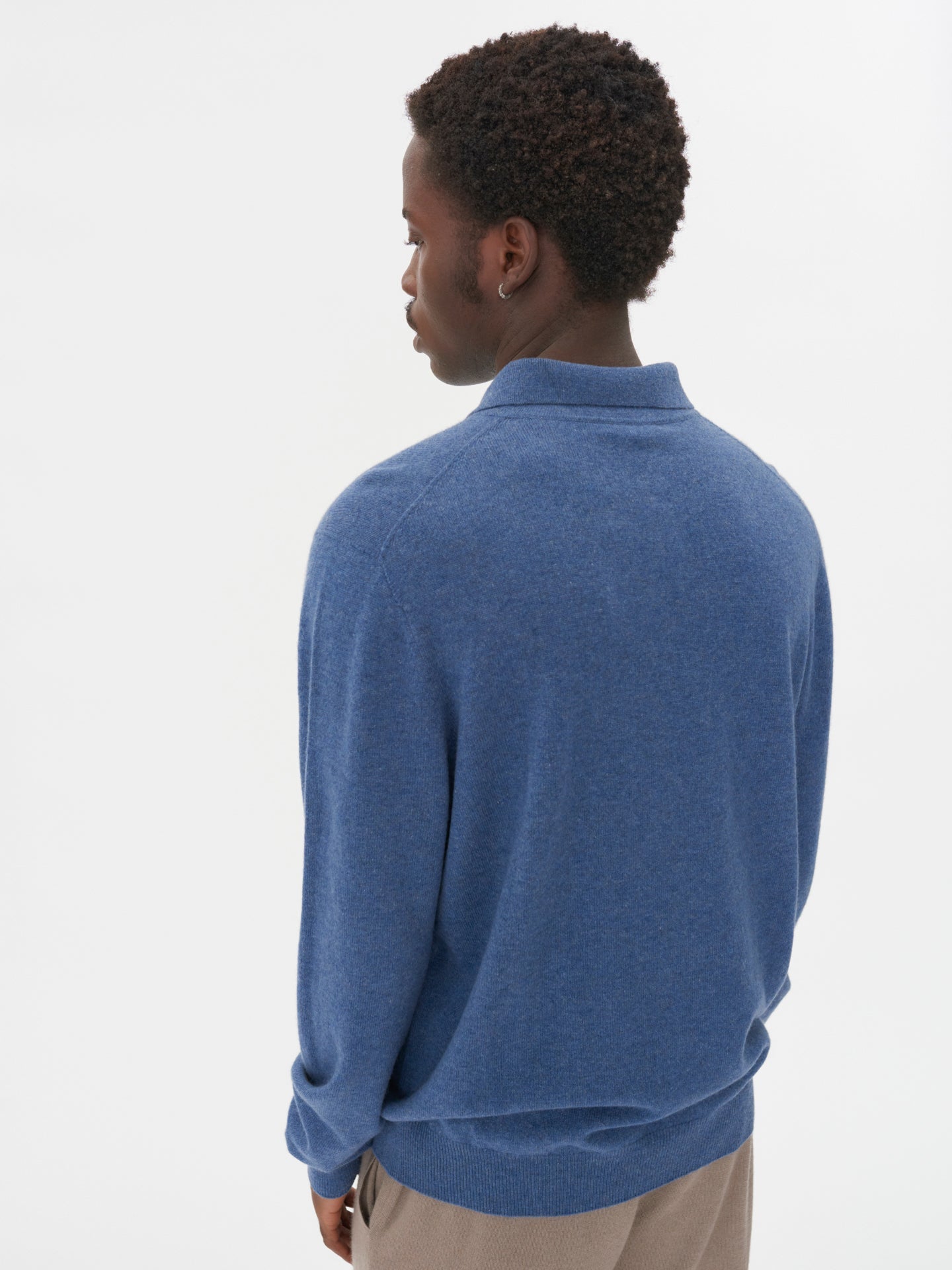 Men's Cashmere Polo Sweater Bijou Blue - Gobi Cashmere