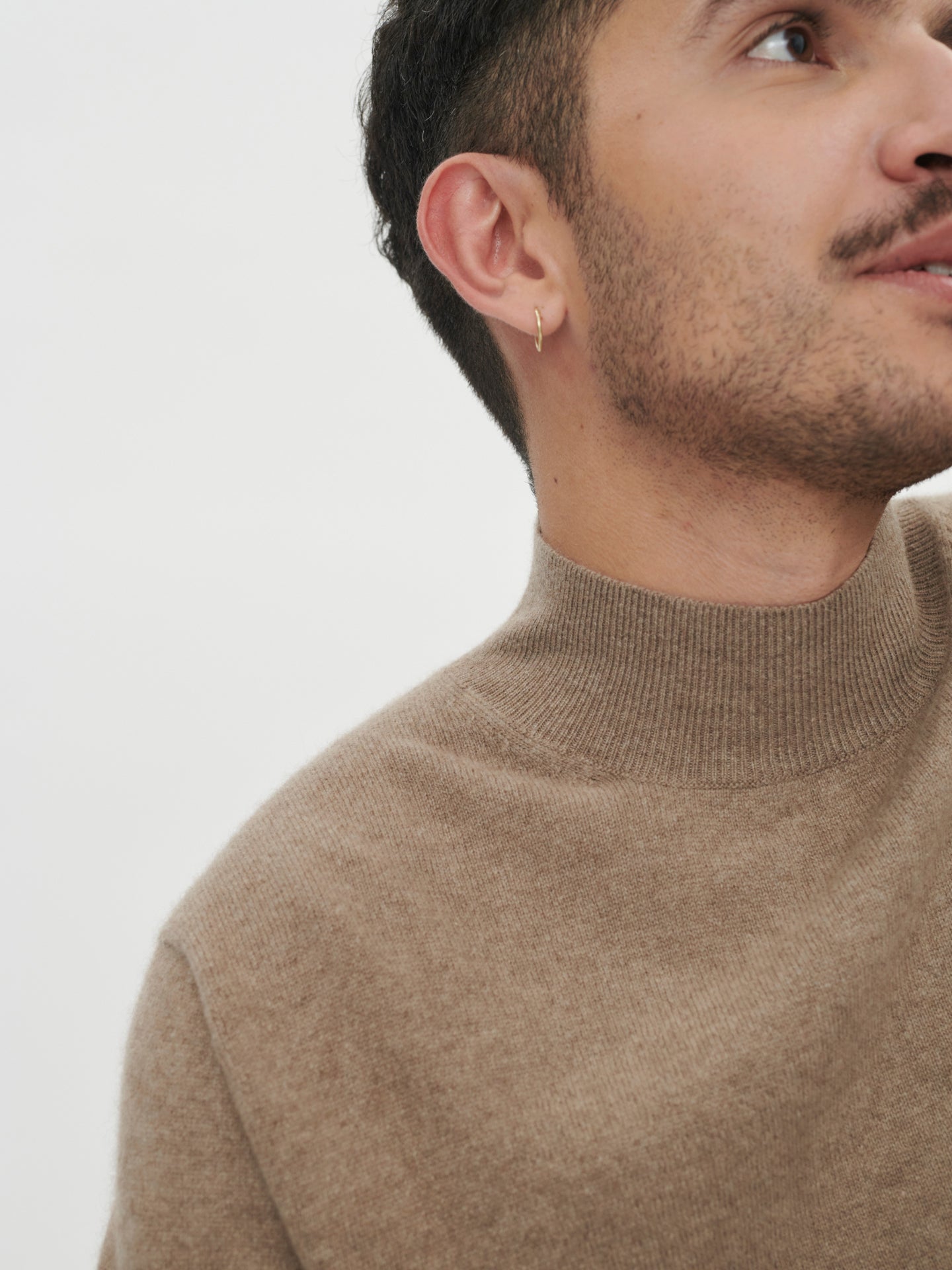 Men's Cashmere Mock Neck Sweater Taupe - Gobi Cashmere