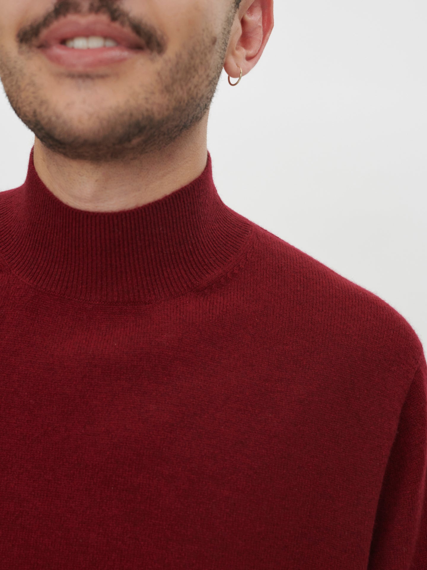 Men's Cashmere Mock Neck Sweater Bordeaux - Gobi Cashmere