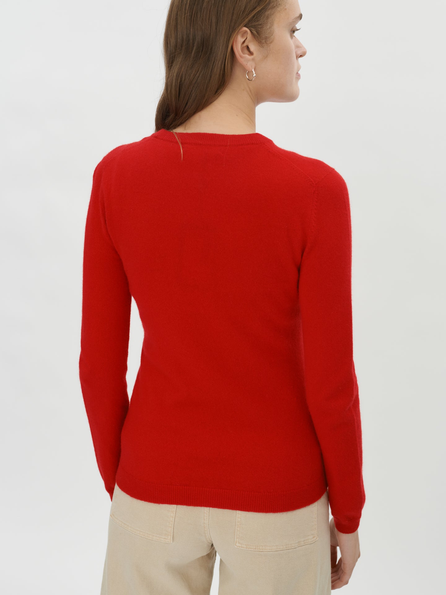 Women's Basic Crew Neck Sweater Red - Gobi Cashmere