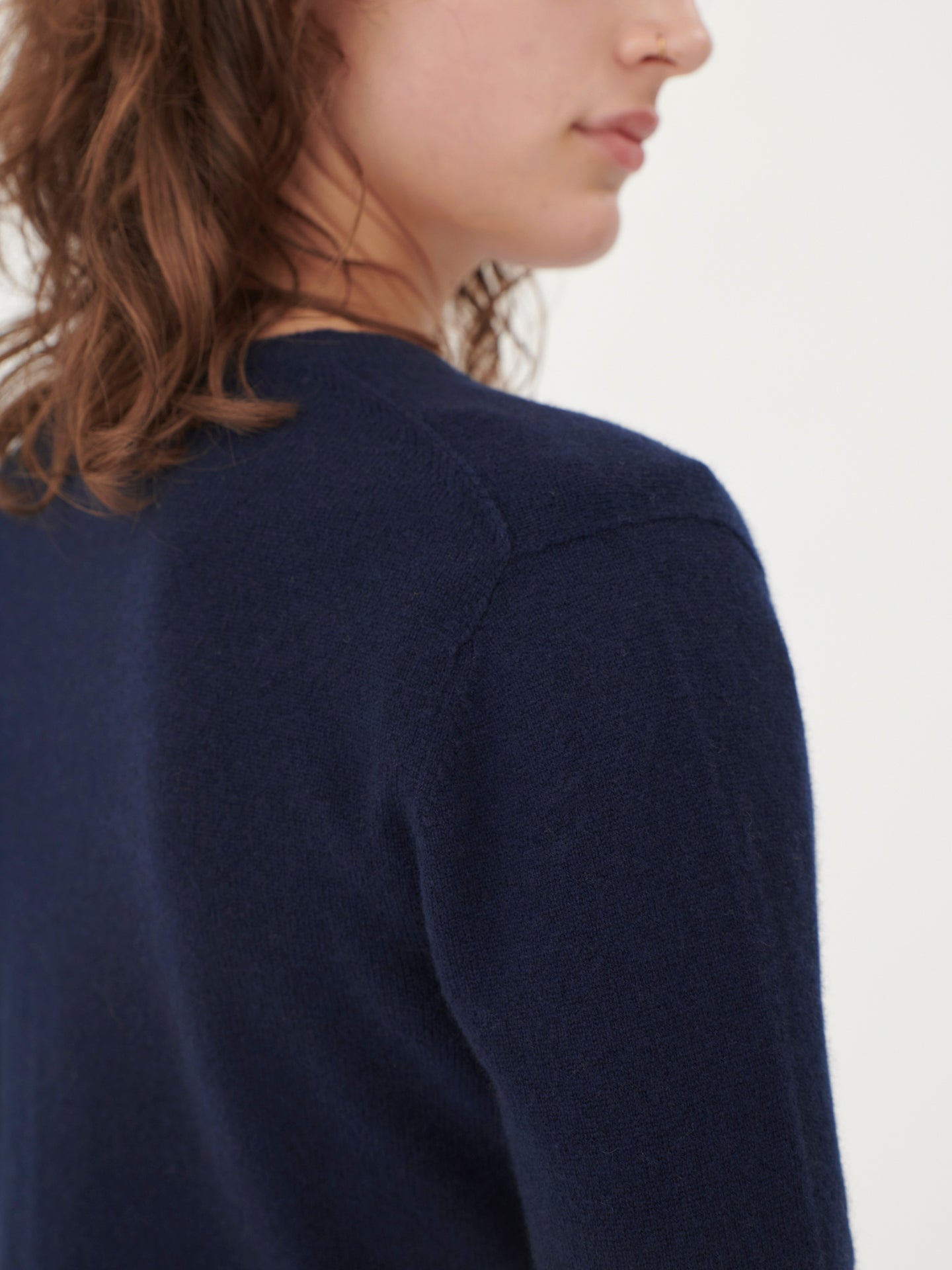 Women's Cashmere V-neck Button Cardigan Navy - Gobi Cashmere