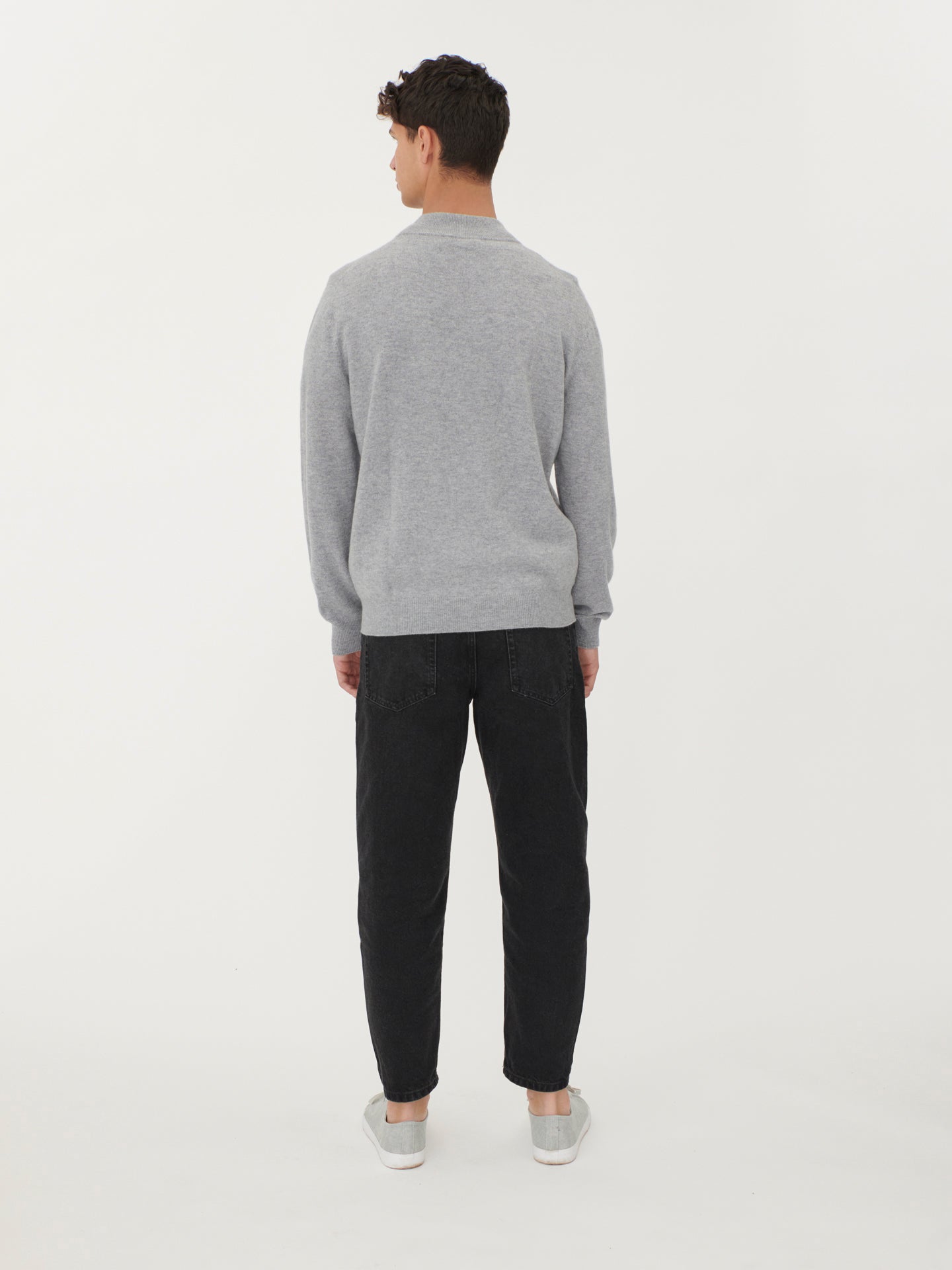 Men's Cashmere Half Zip Sweater Light Gray - Gobi Cashmere