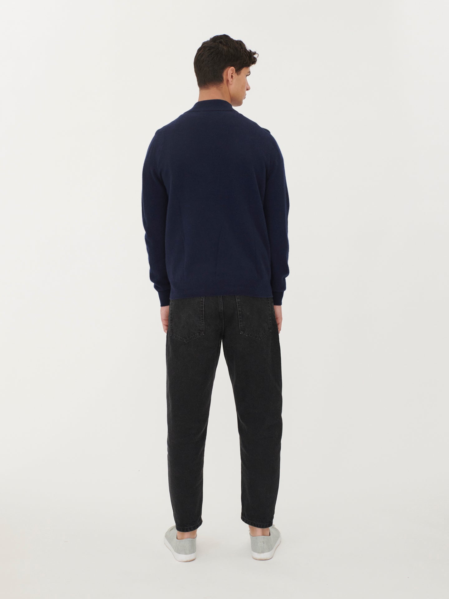 Men's Cashmere Half Zip Sweater Navy - Gobi Cashmere