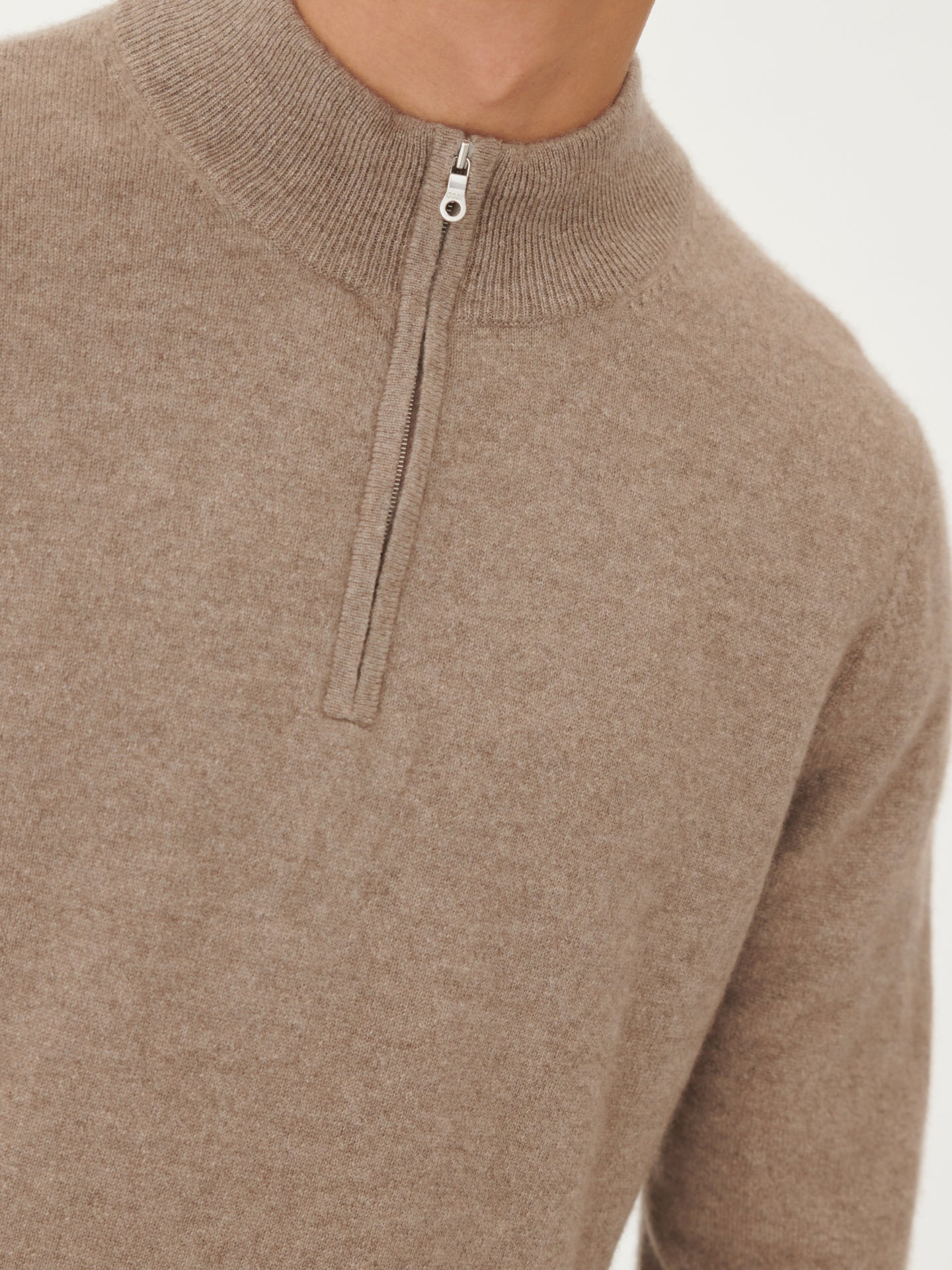 Men's Cashmere Half Zip Sweater Taupe - Gobi Cashmere