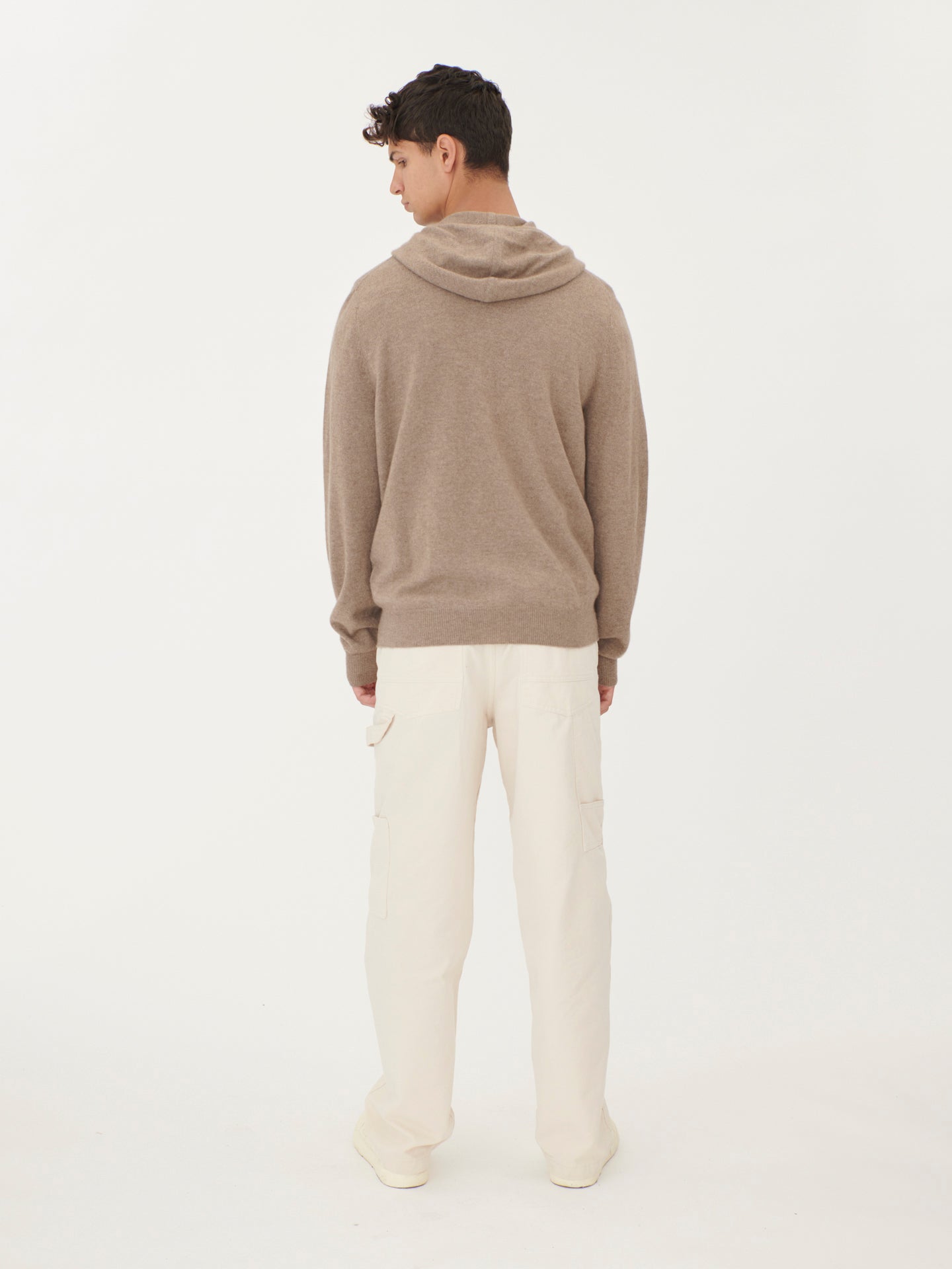 Men's Cashmere Zip Hoodie Taupe - Gobi Cashmere