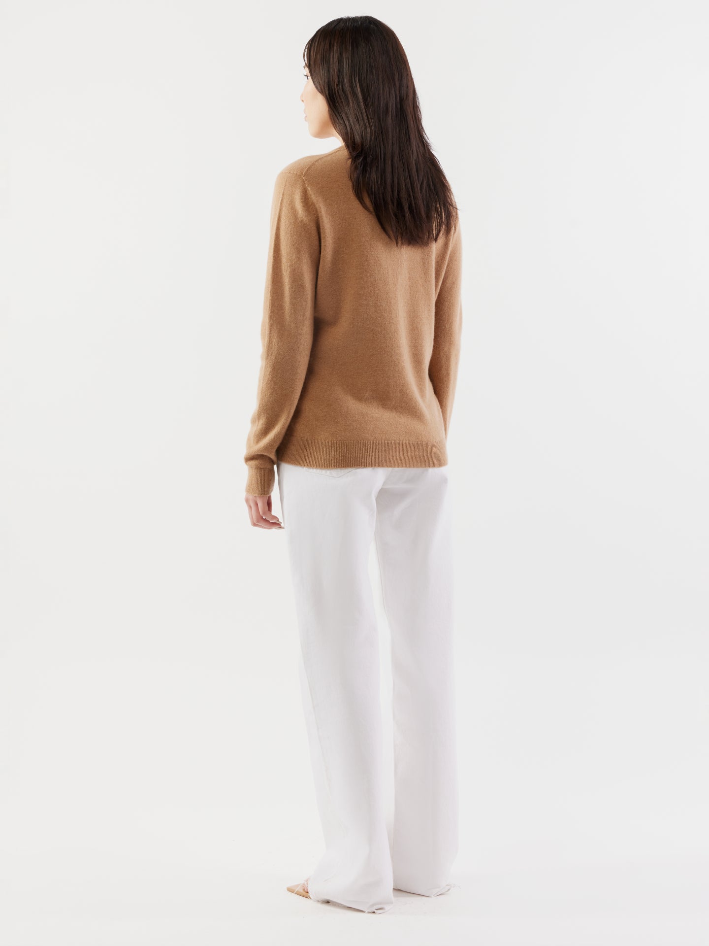 Women's Cashmere Crew Neck Cardigan Sheepskin - Gobi Cashmere