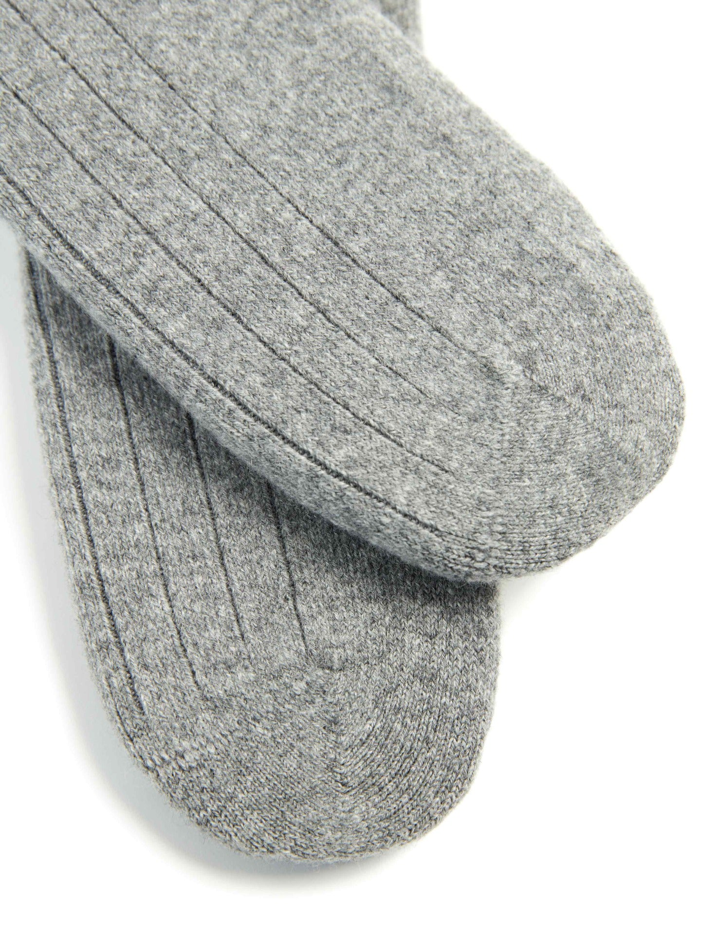 Unisex Cashmere Trim Knit Bed Socks Sharkskin - Gobi Cashmere