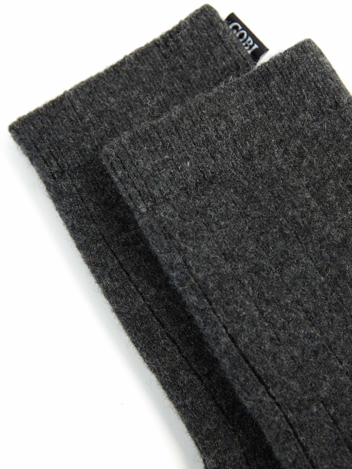 Unisex Cashmere Trim Knit Bed Socks Charcoal - Gobi Cashmere