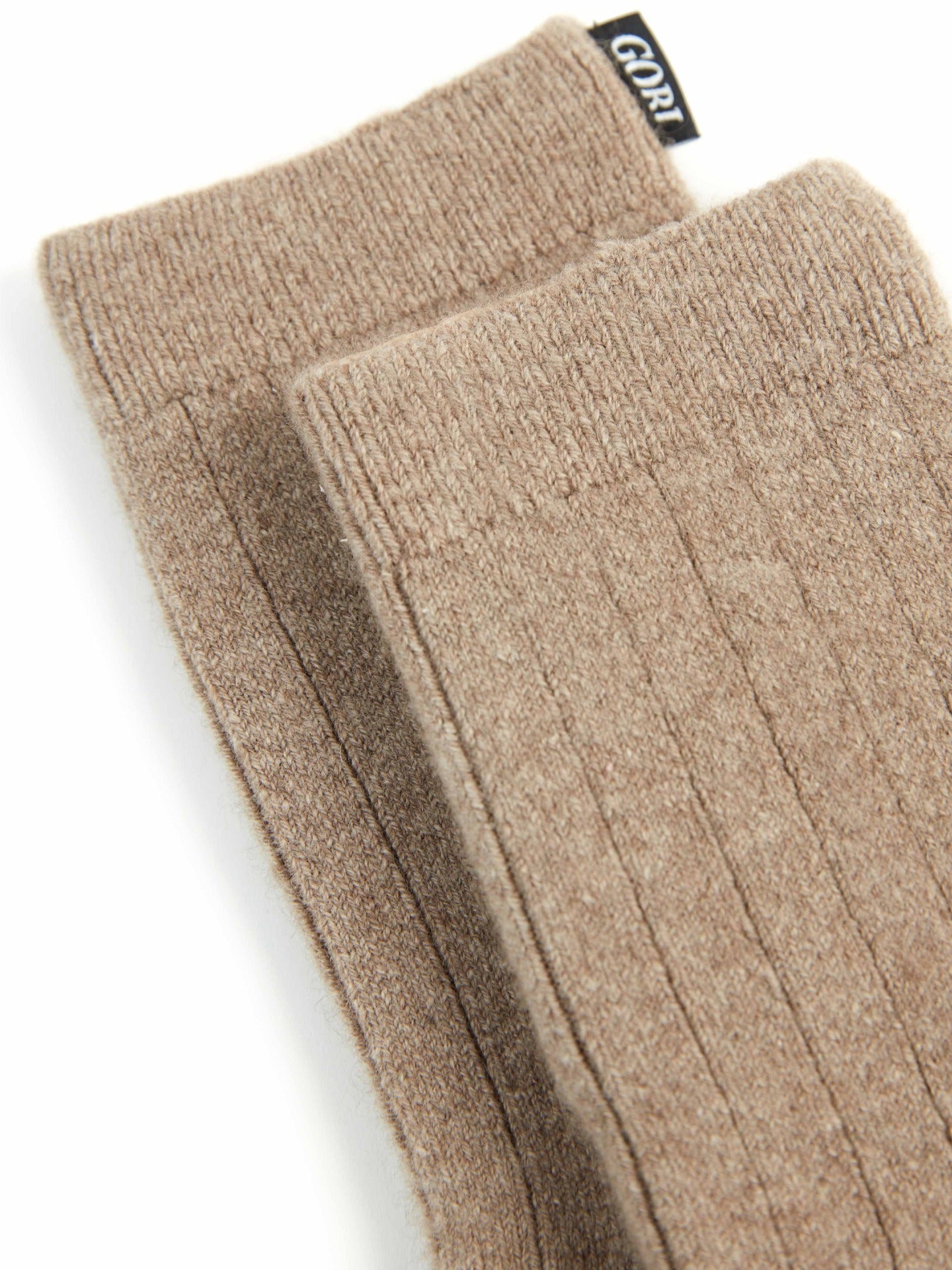 Unisex Cashmere Trim Knit Bed Socks Taupe - Gobi Cashmere