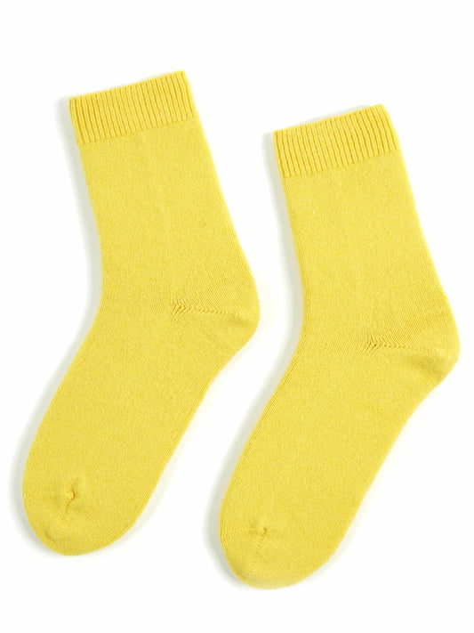 Unisex Cashmere Rib Knit Bed Socks Citronelle - Gobi Cashmere