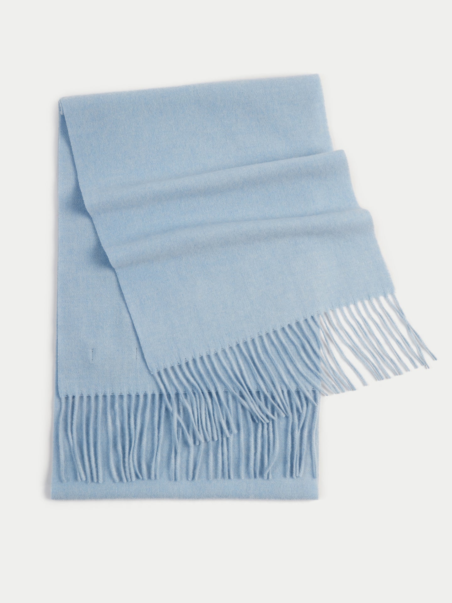 Unisex Cashmere Fringed Scarf Light Blue - Gobi Cashmere