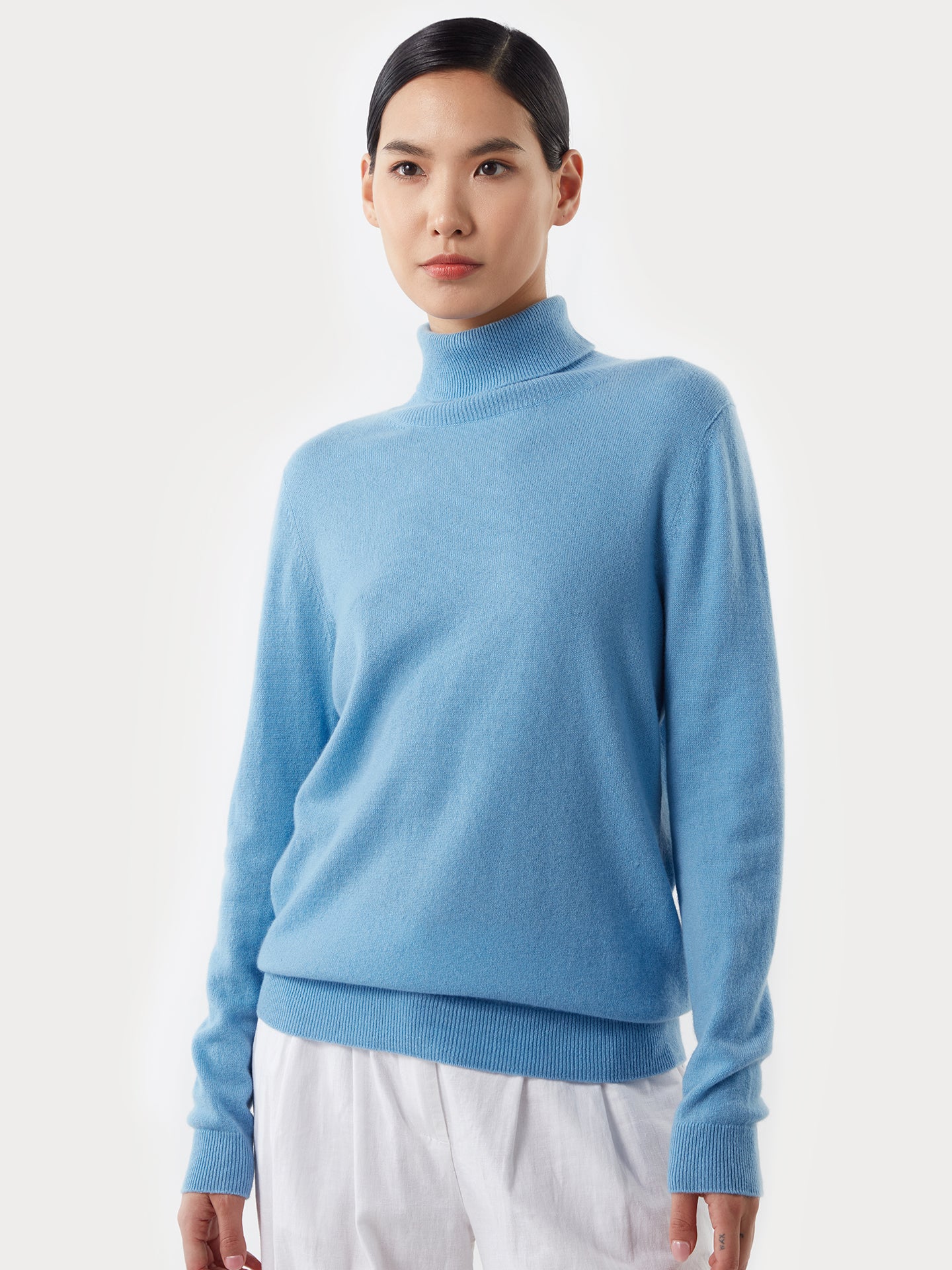 Women's Cashmere Classic Turtleneck Azure Blue - Gobi Cashmere