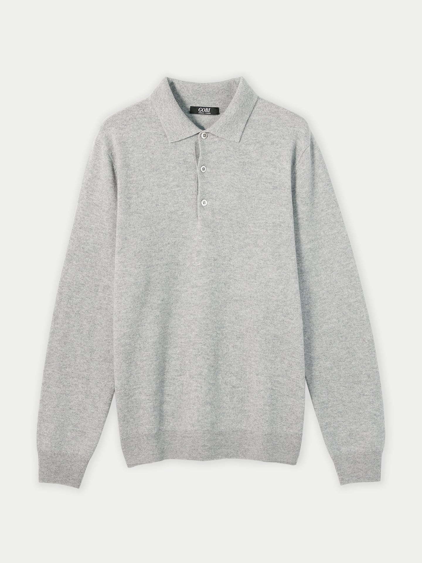 Men's Cashmere Polo Sweater Light Gray - Gobi Cashmere